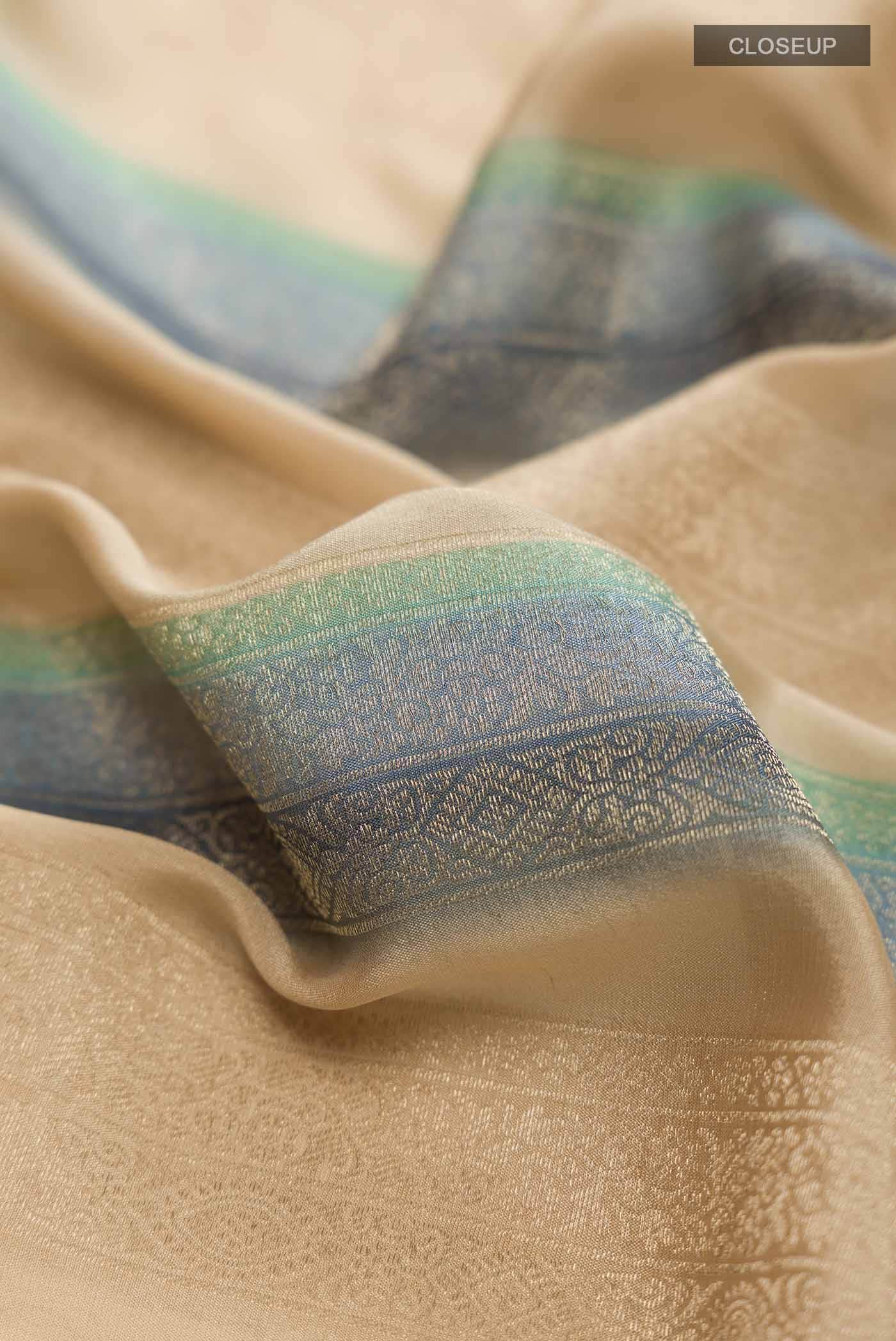 Beige Mysore Crepe Saree