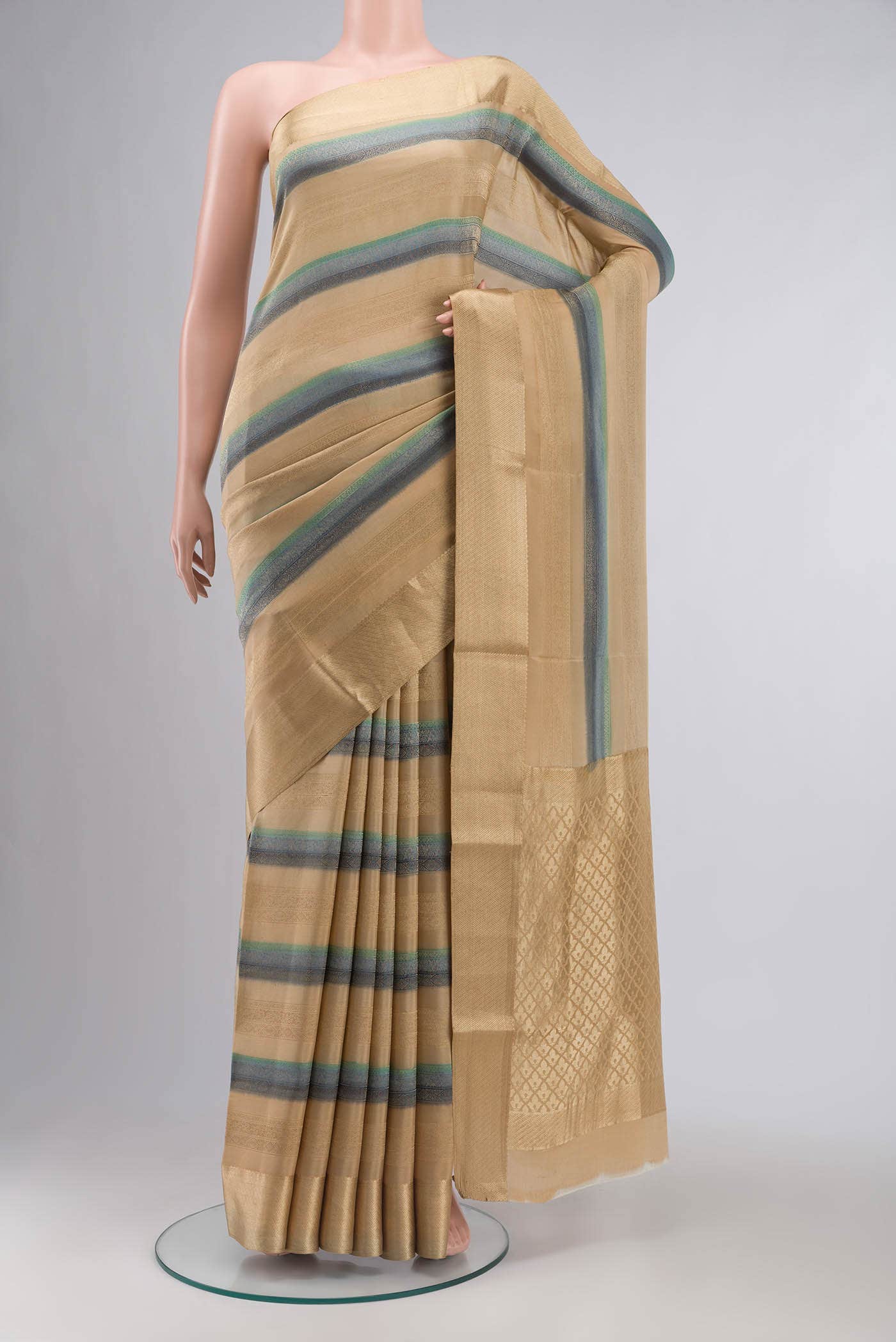 Beige Mysore Crepe Saree