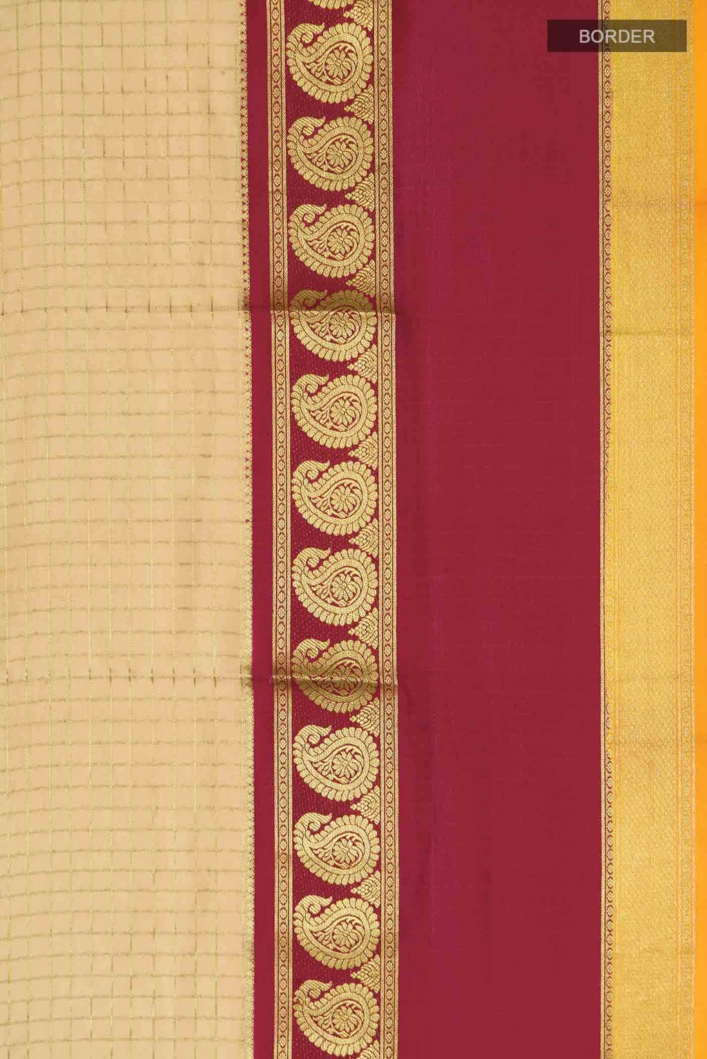 Beige Mysore Crepe Saree