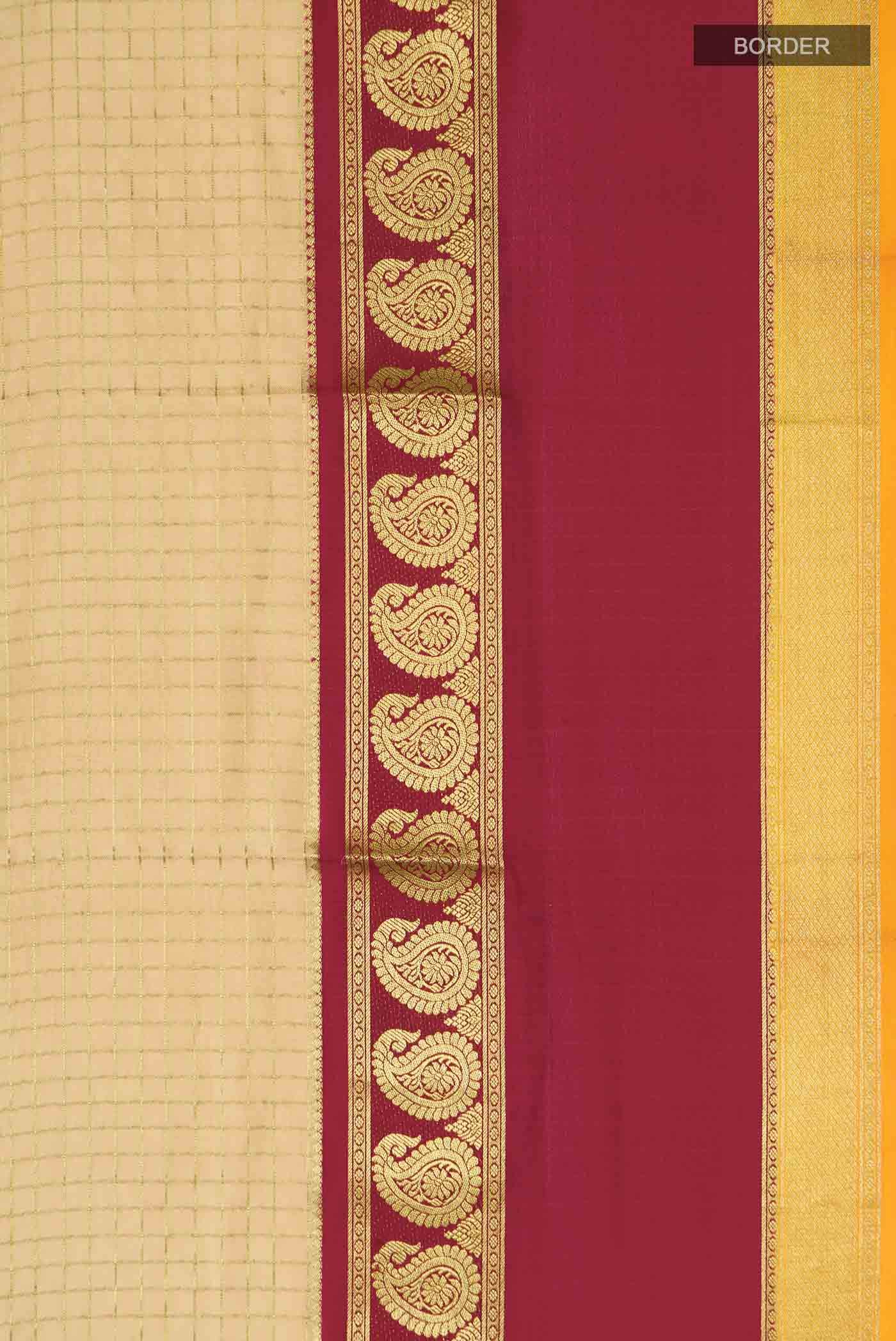Beige Mysore Crepe Saree
