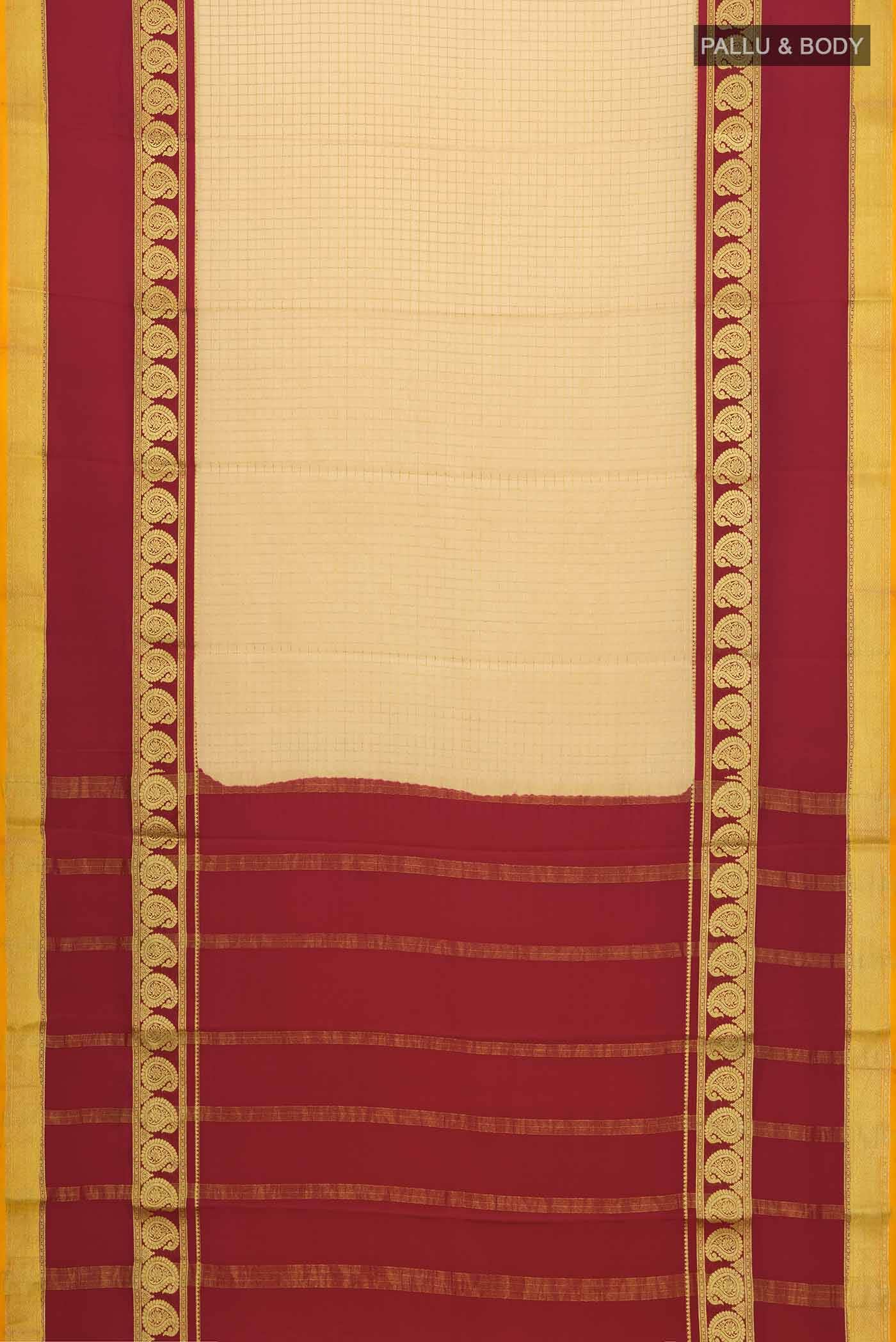 Beige Mysore Crepe Saree