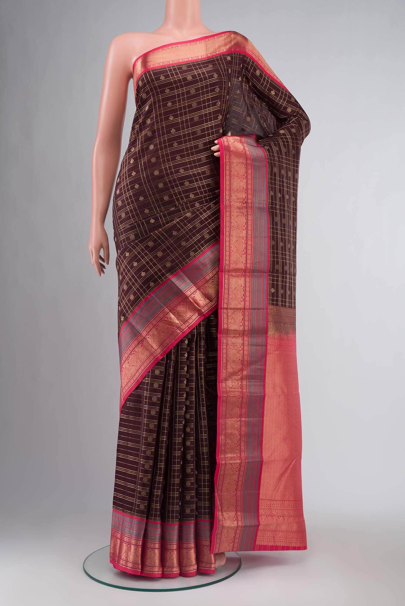 Brown Kanchipuram Silk Saree