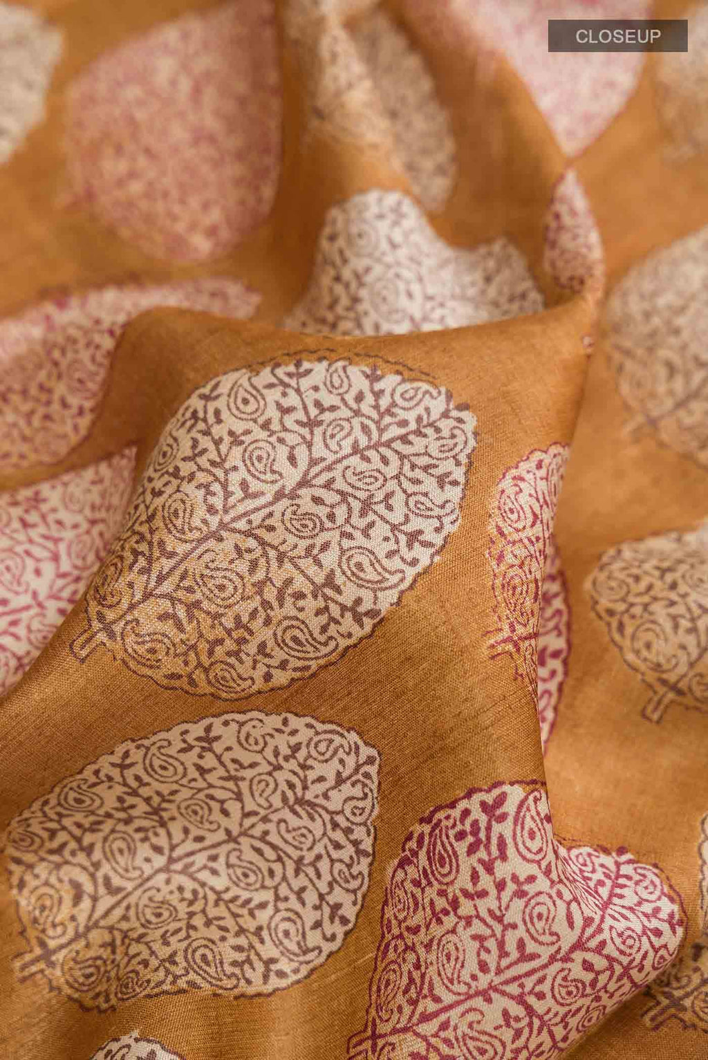 Mustard Bhagalpuri Tussar Silk Saree