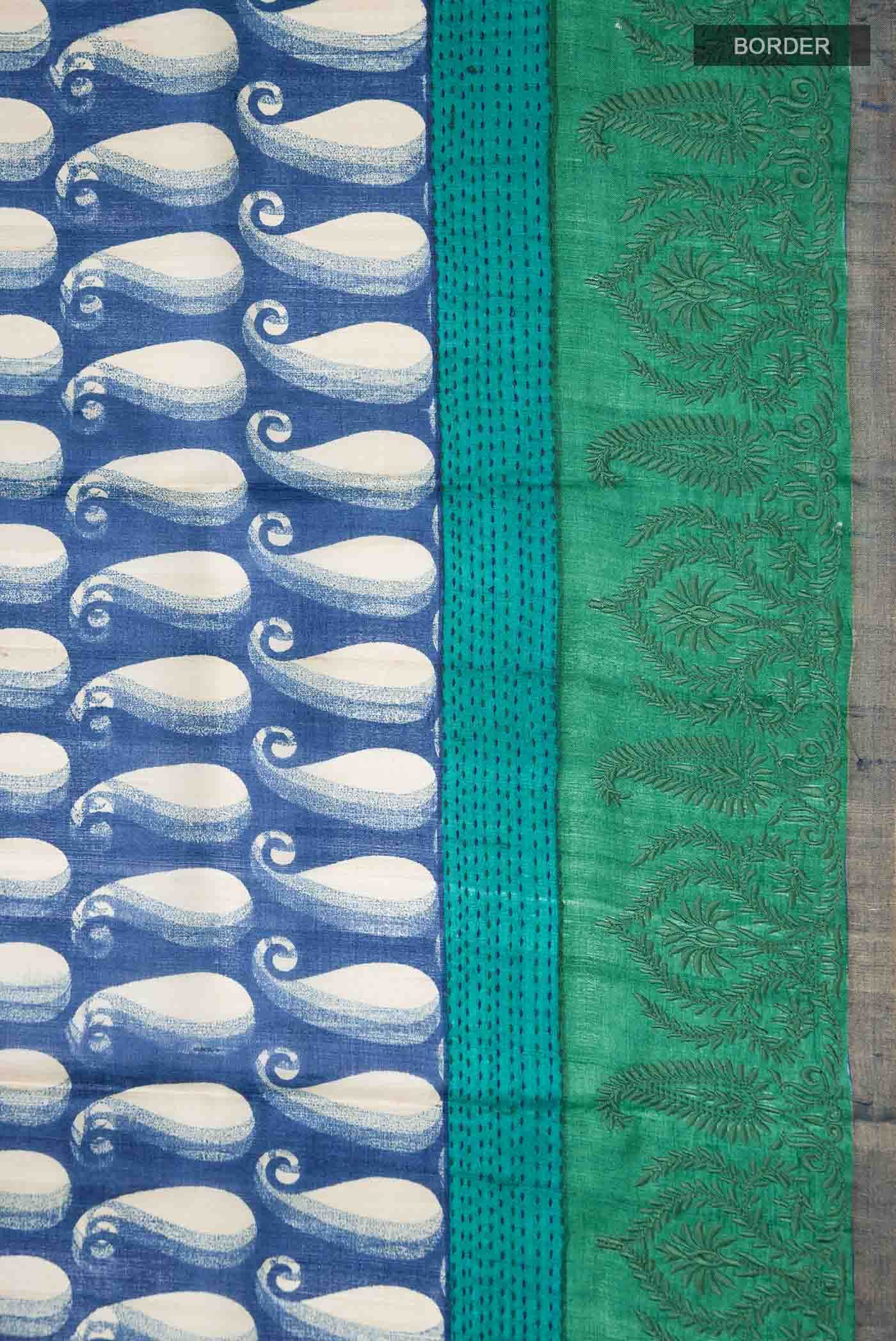 Blue Bhagalpuri Tussar Silk Saree