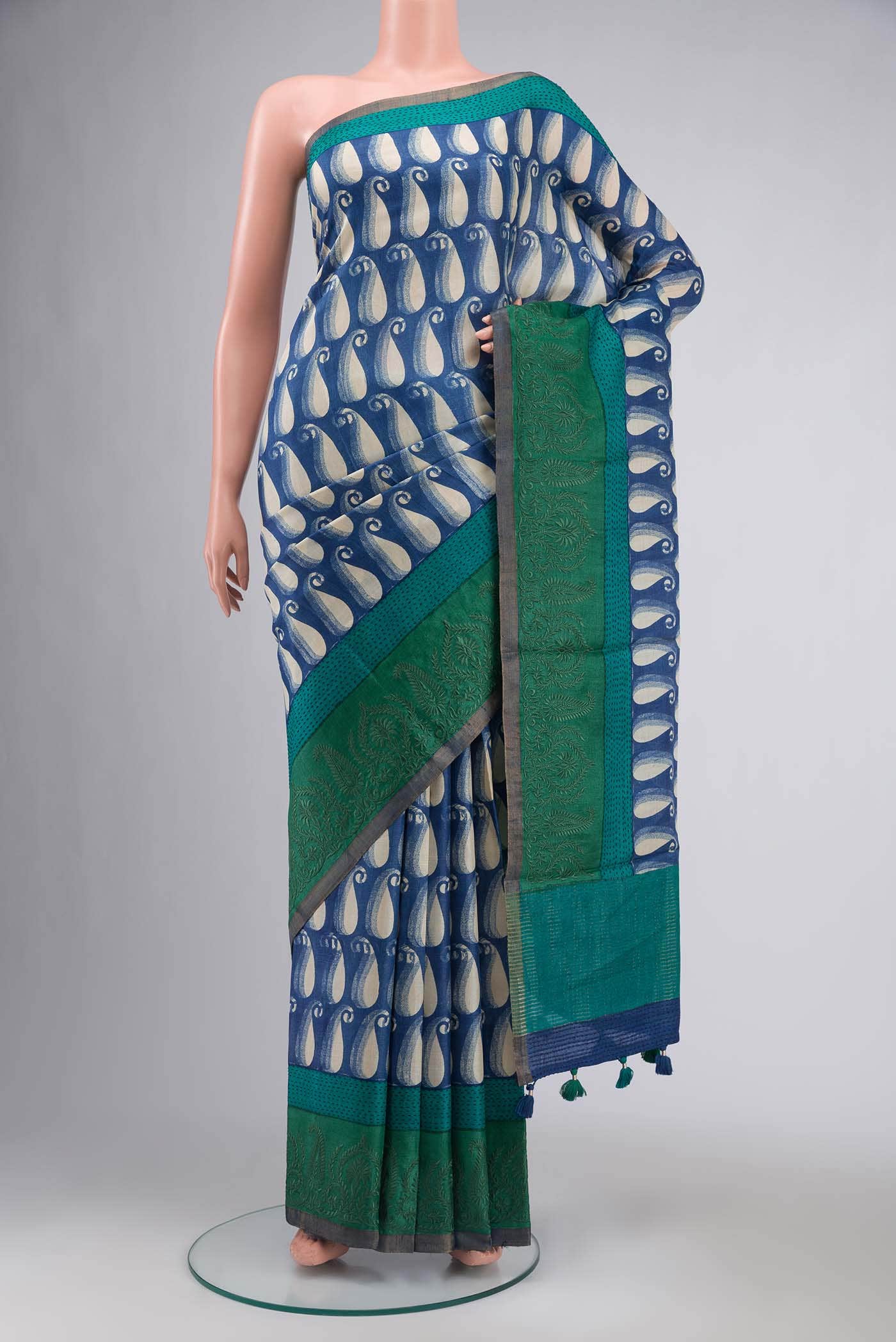Blue Bhagalpuri Tussar Silk Saree