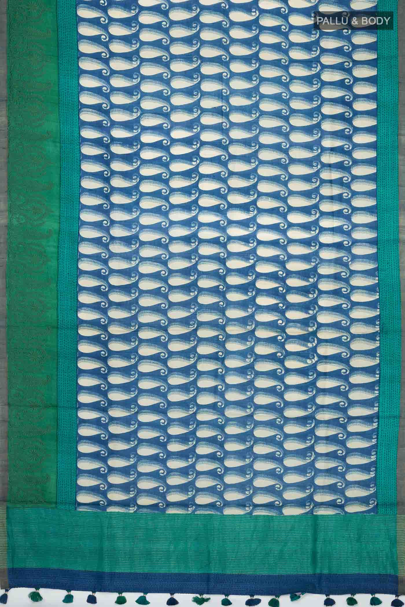 Blue Bhagalpuri Tussar Silk Saree