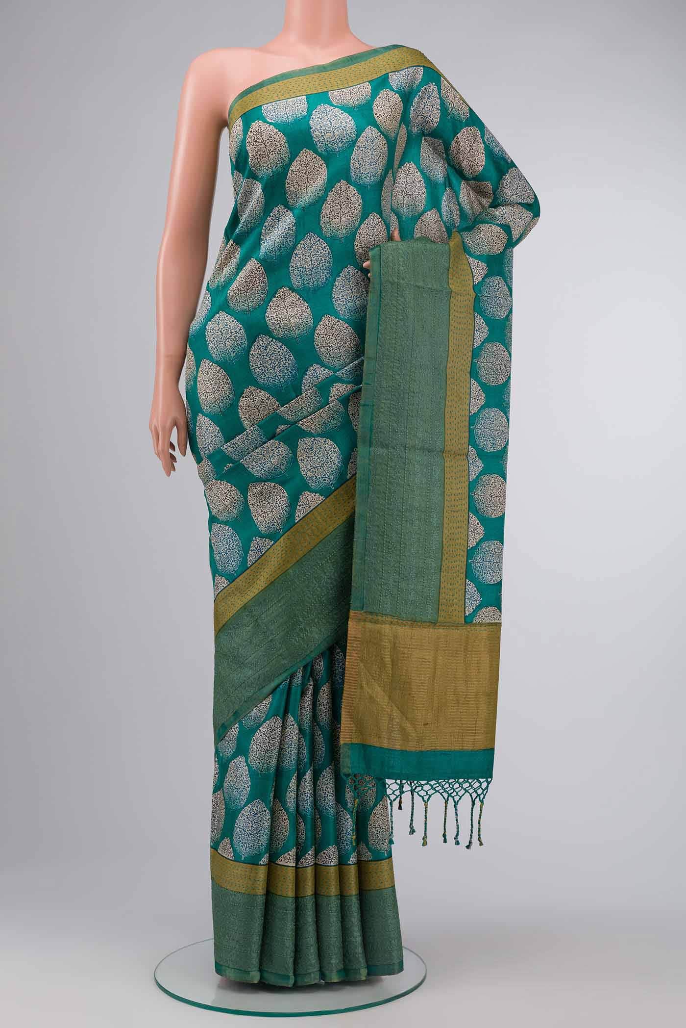 Green Tussar Silk Saree