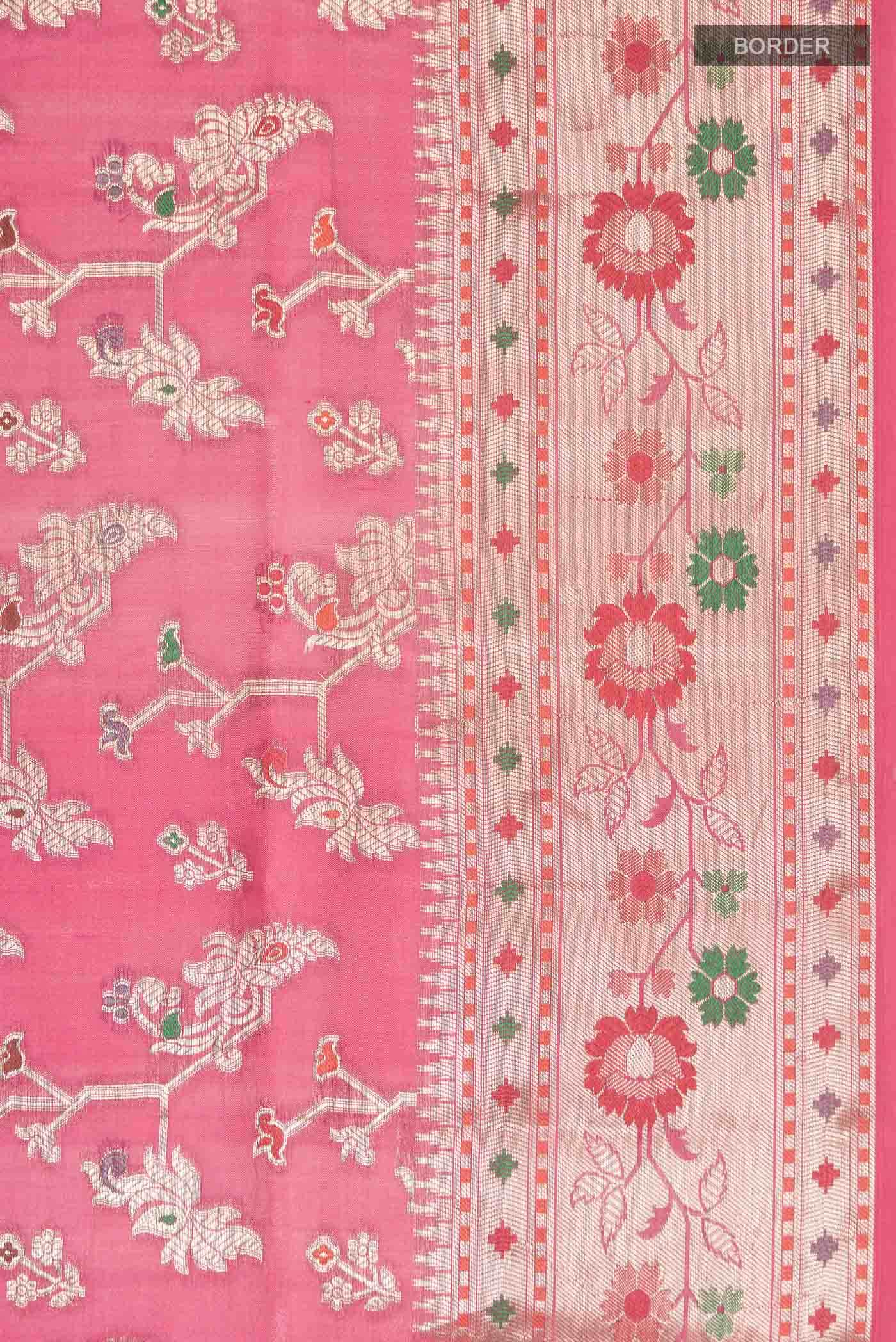 Pink Banarasi Raw Silk Saree