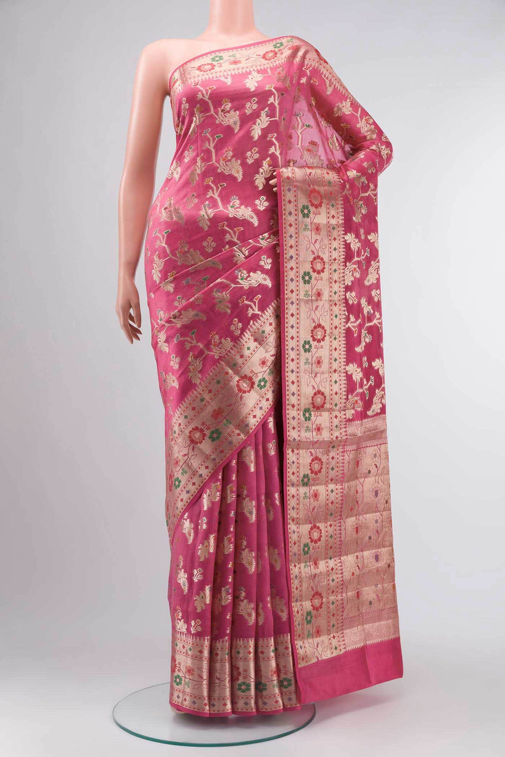 Pink Banarasi Raw Silk Saree