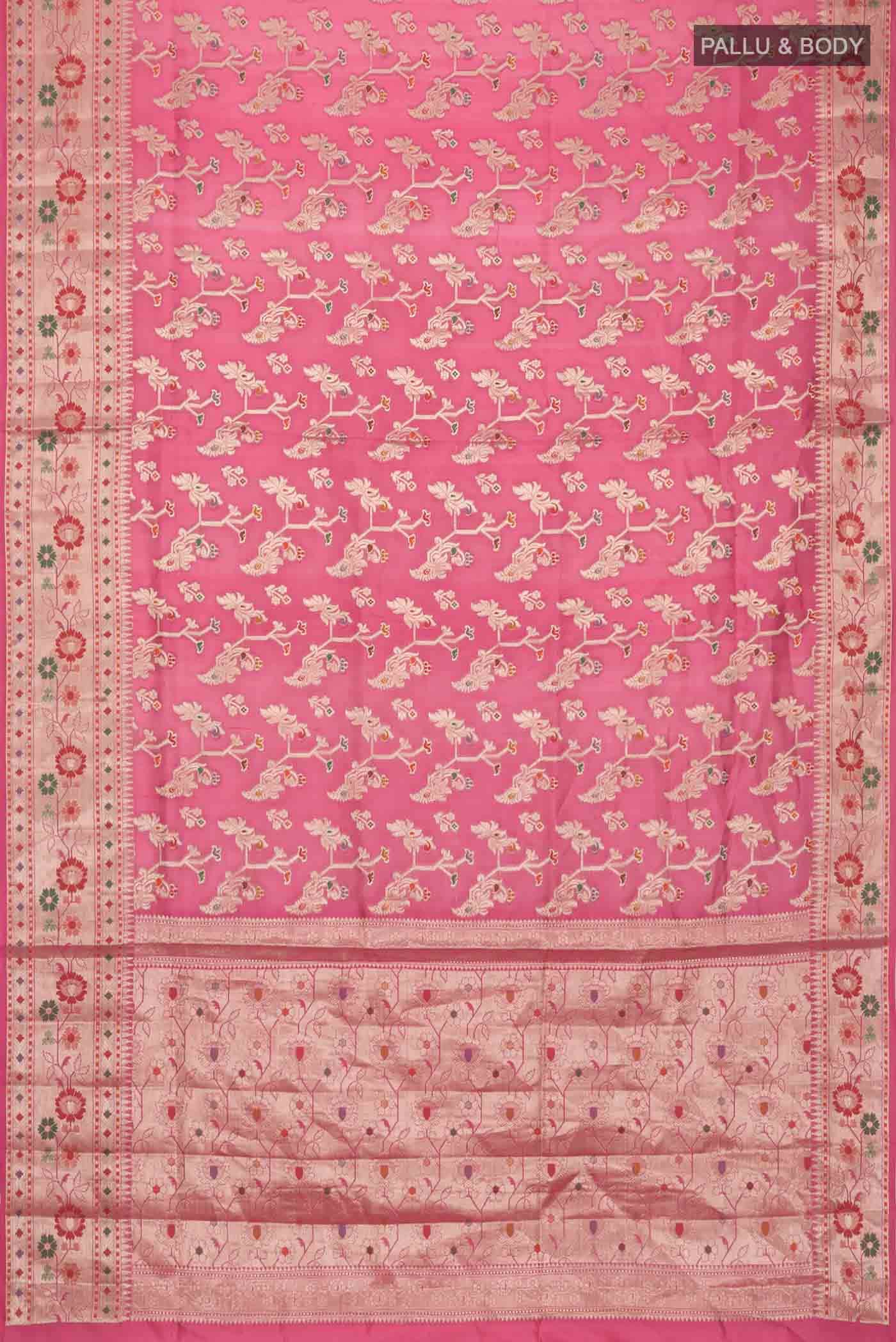 Pink Banarasi Raw Silk Saree