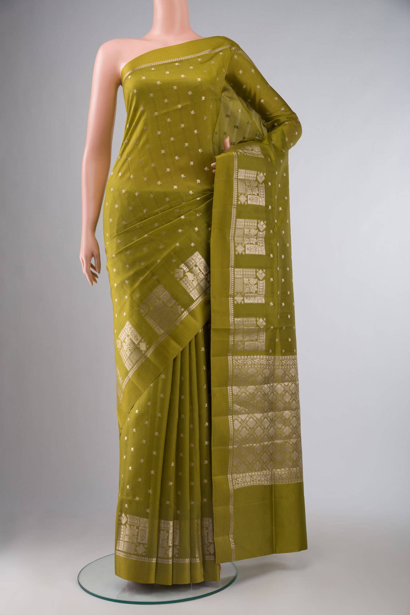 Green Banarasi Raw Silk Saree