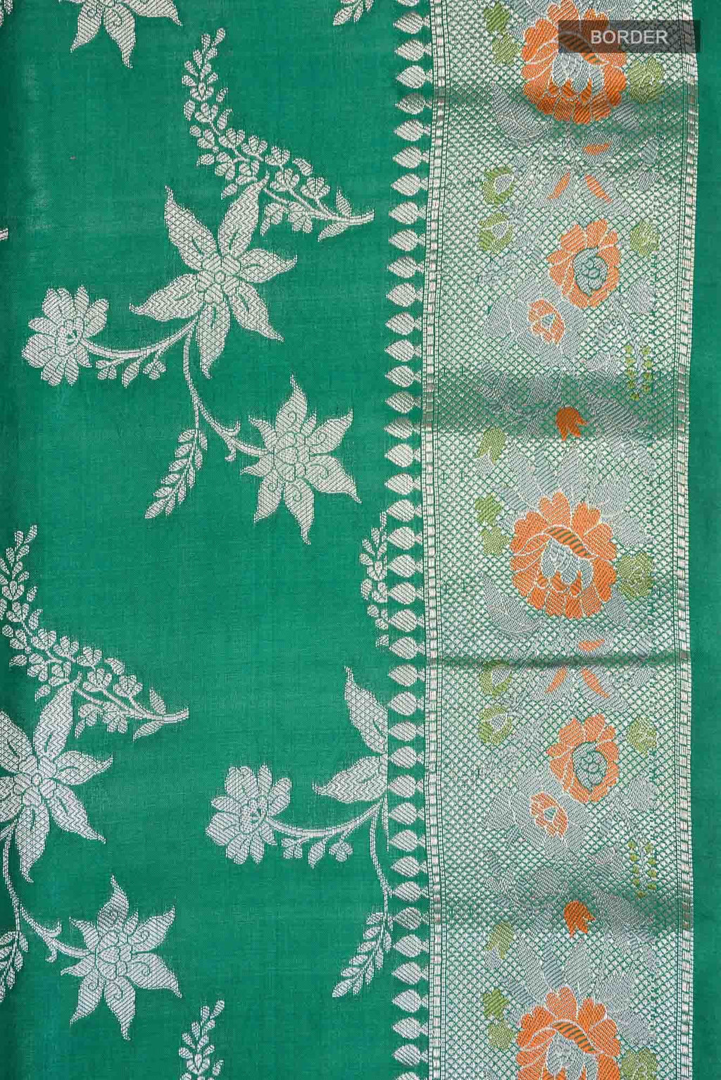 Green Banarasi Raw Silk Saree