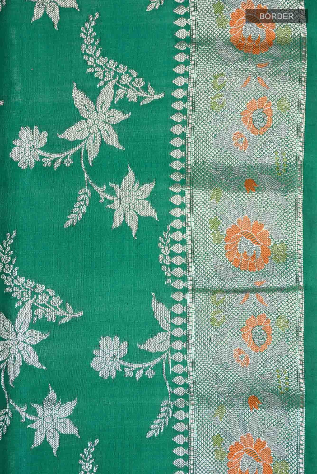 Green Banarasi Raw Silk Saree