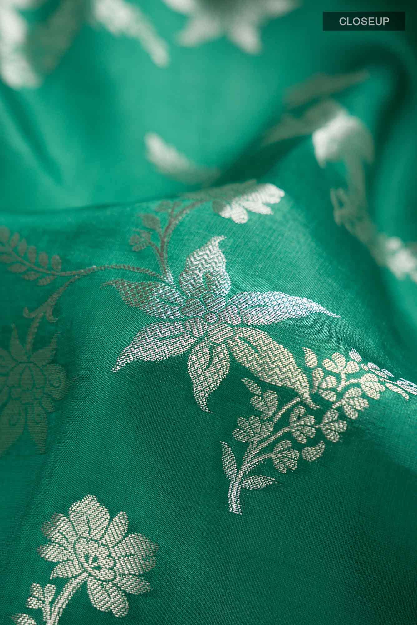 Green Banarasi Raw Silk Saree
