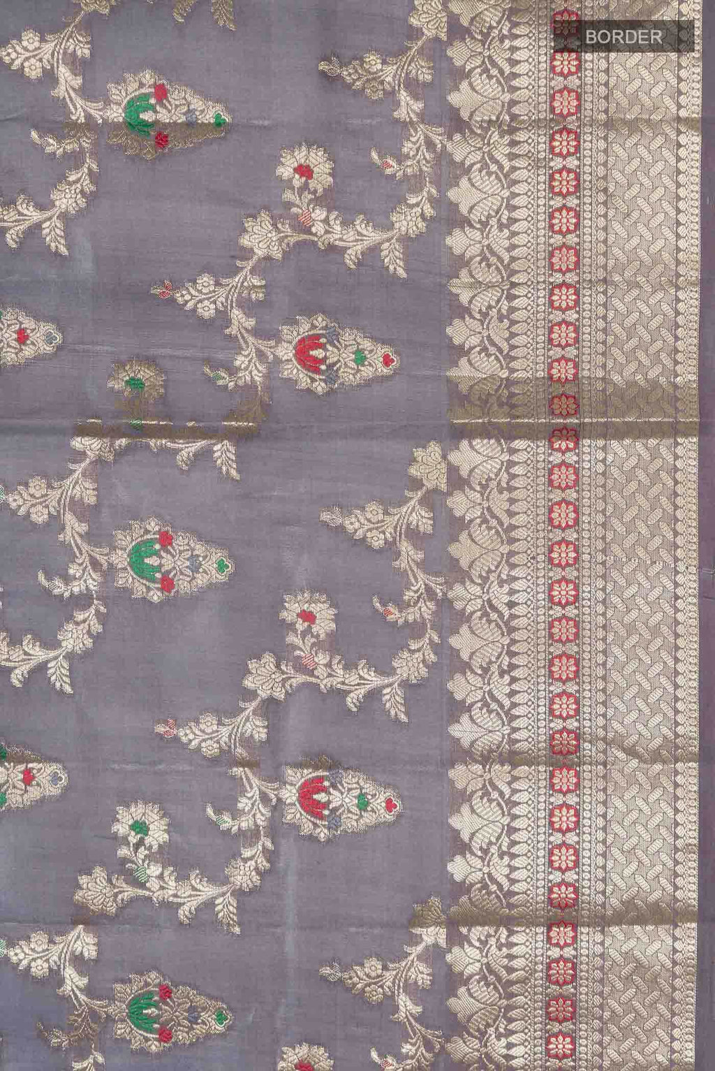 Grey Banarasi Raw Silk Saree