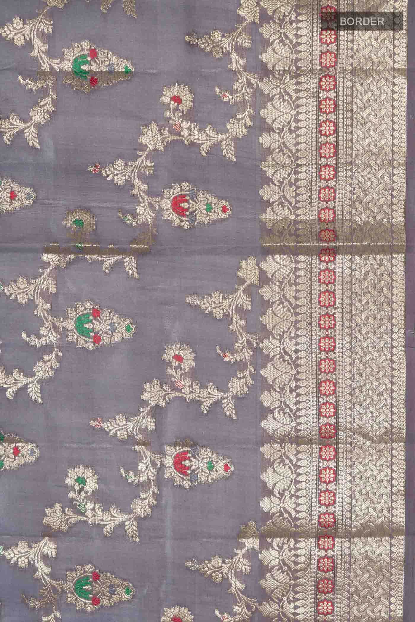 Grey Banarasi Raw Silk Saree