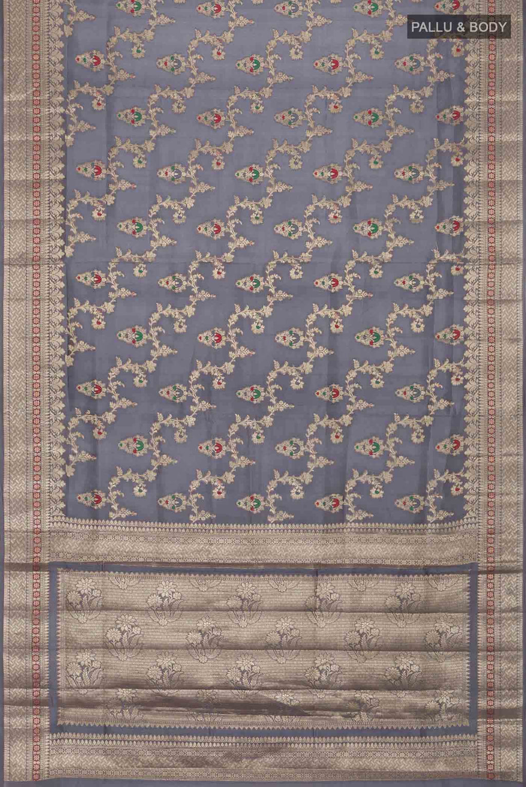 Grey Banarasi Raw Silk Saree