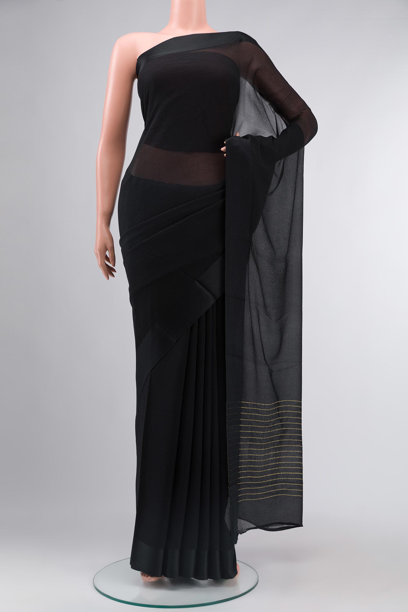 Black Mysore Chiffon Saree