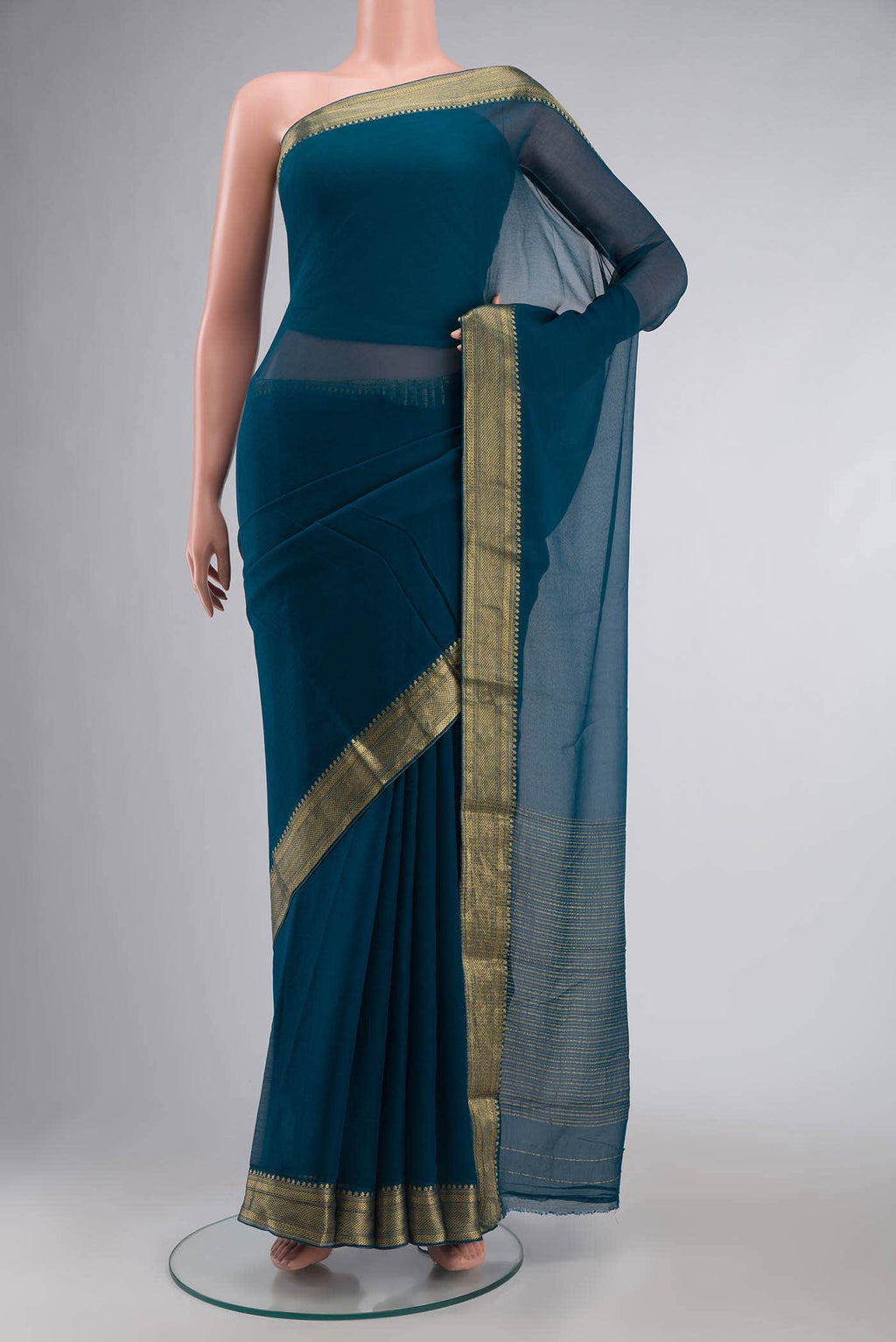 Blue Mysore Chiffon Saree