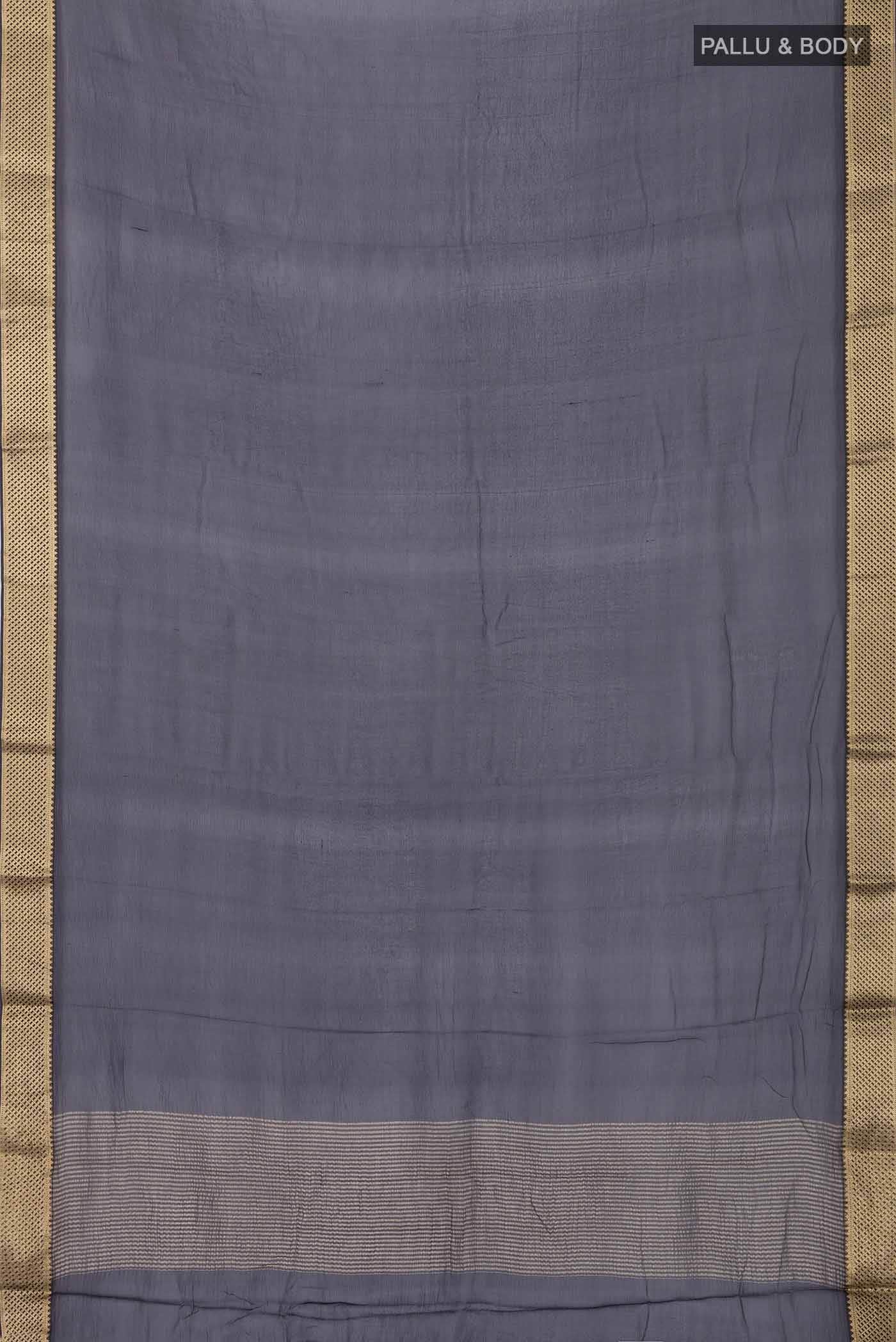 Navy Blue Mysore Chiffon Saree