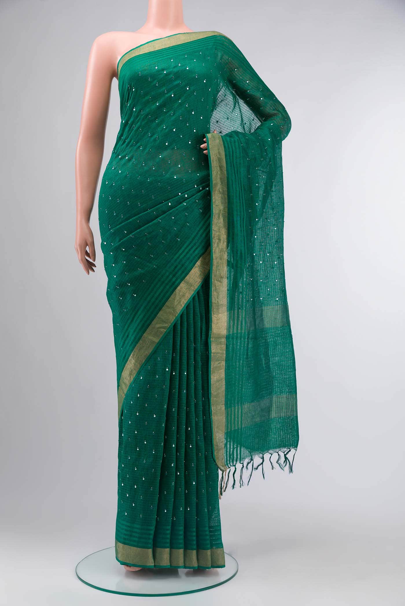 Green Linen Saree