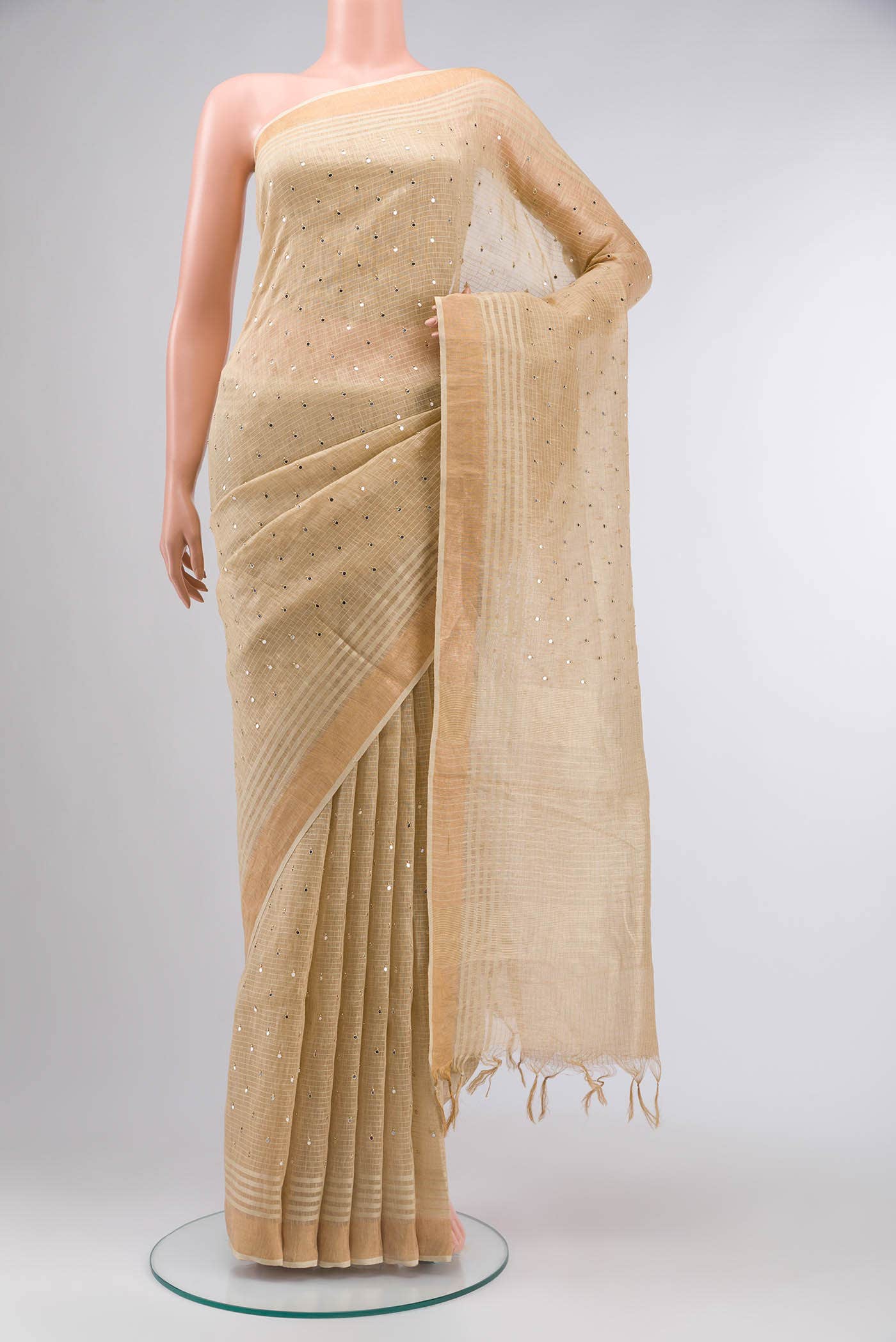 Beige Linen Saree