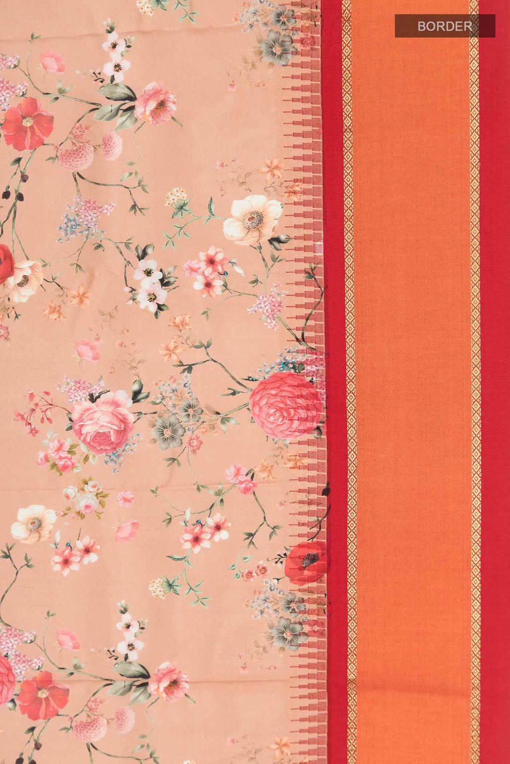 Peach Printed Silk Saree