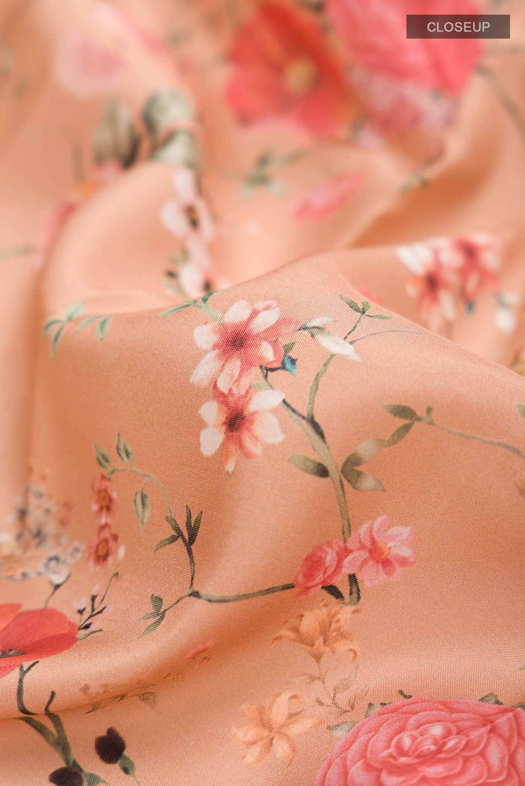 Peach Printed Silk Saree