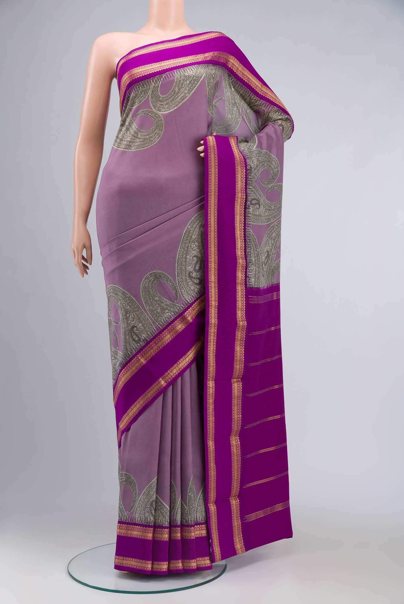Mauve Printed Silk Saree