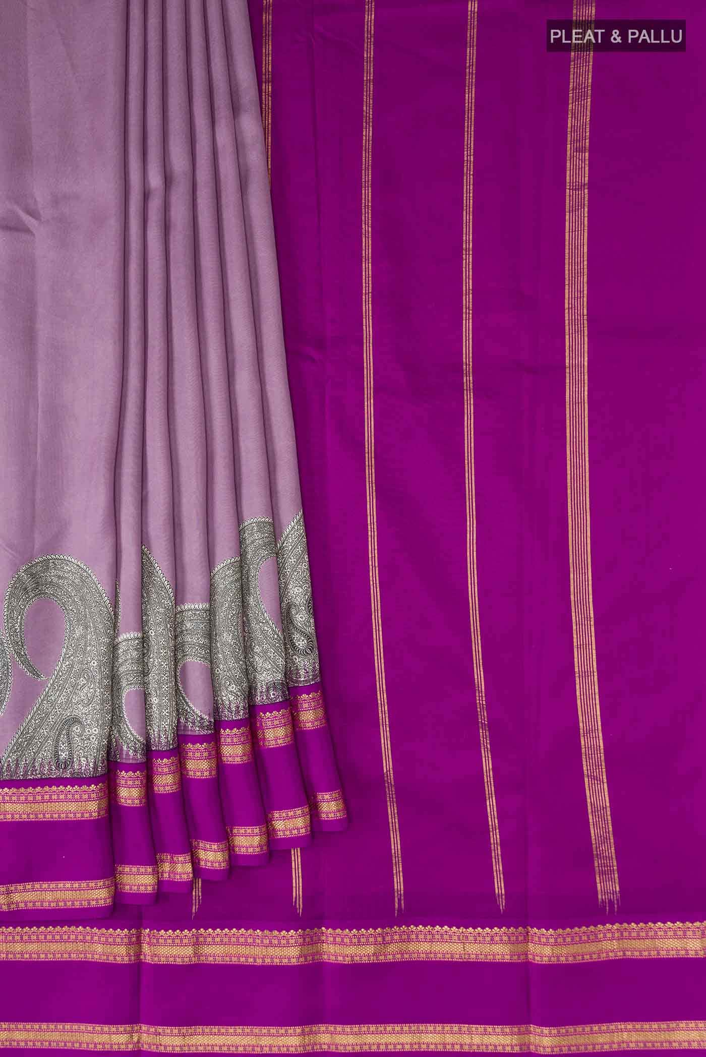Mauve Printed Silk Saree