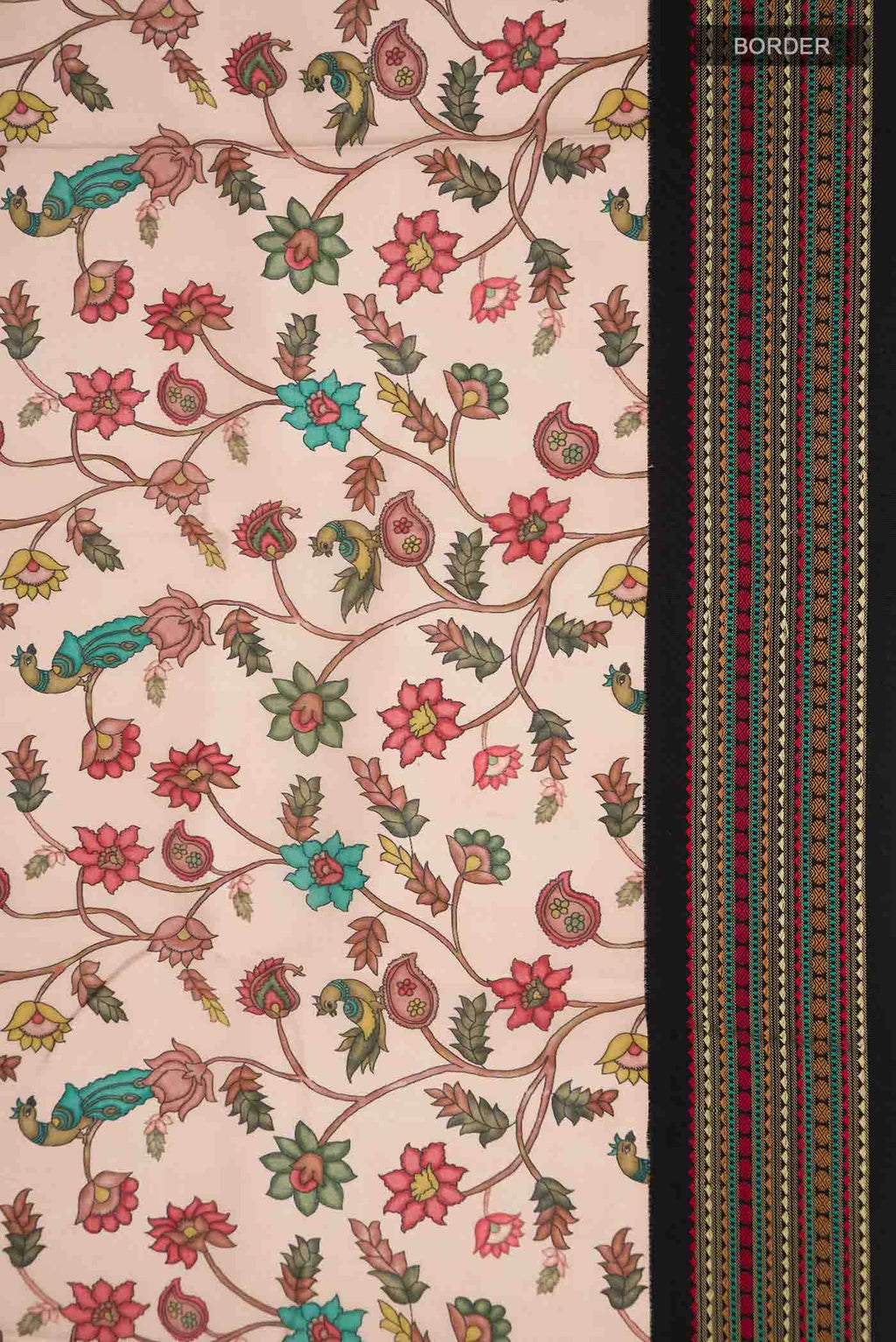 Peach Printed Silk Saree