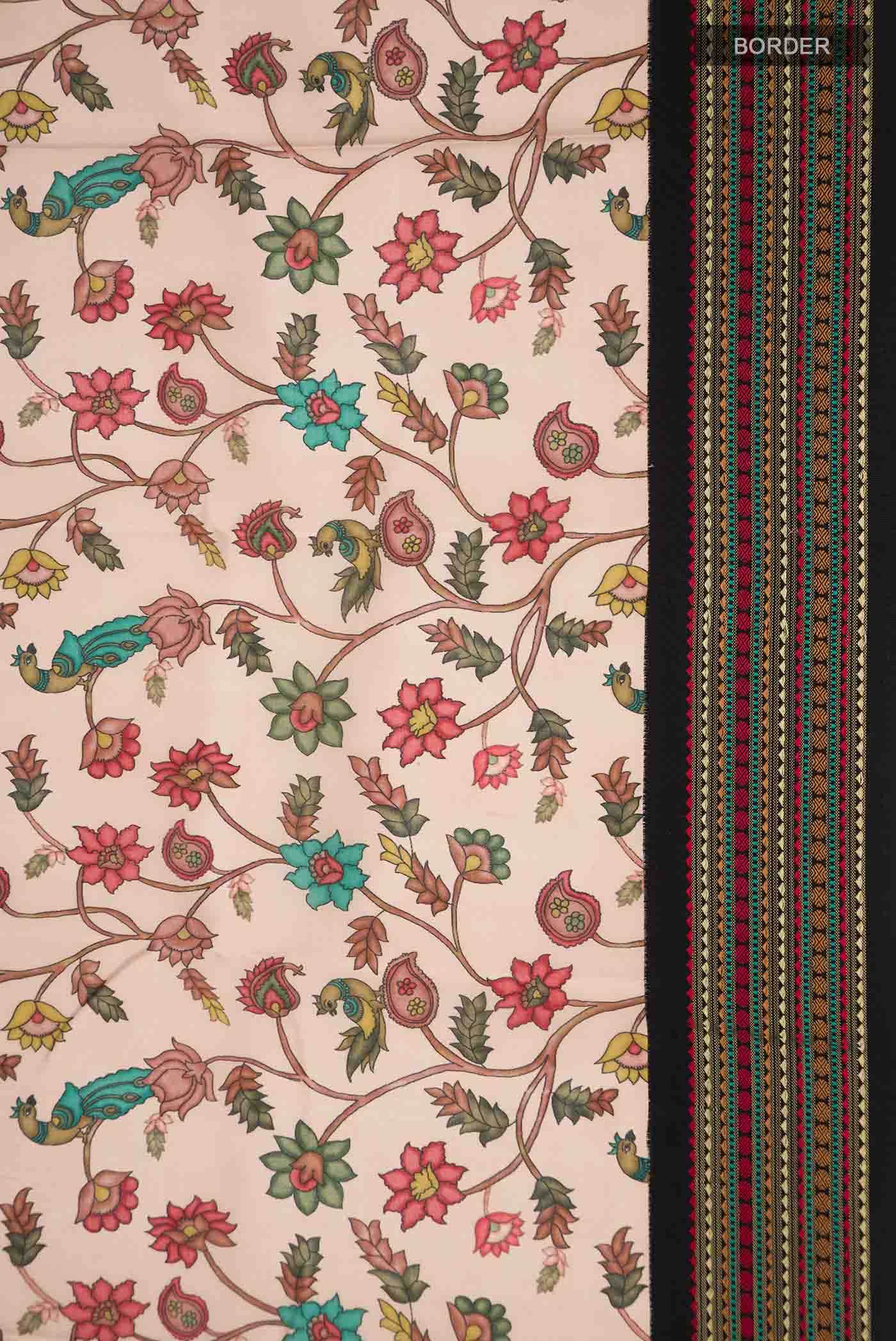 Peach Printed Silk Saree