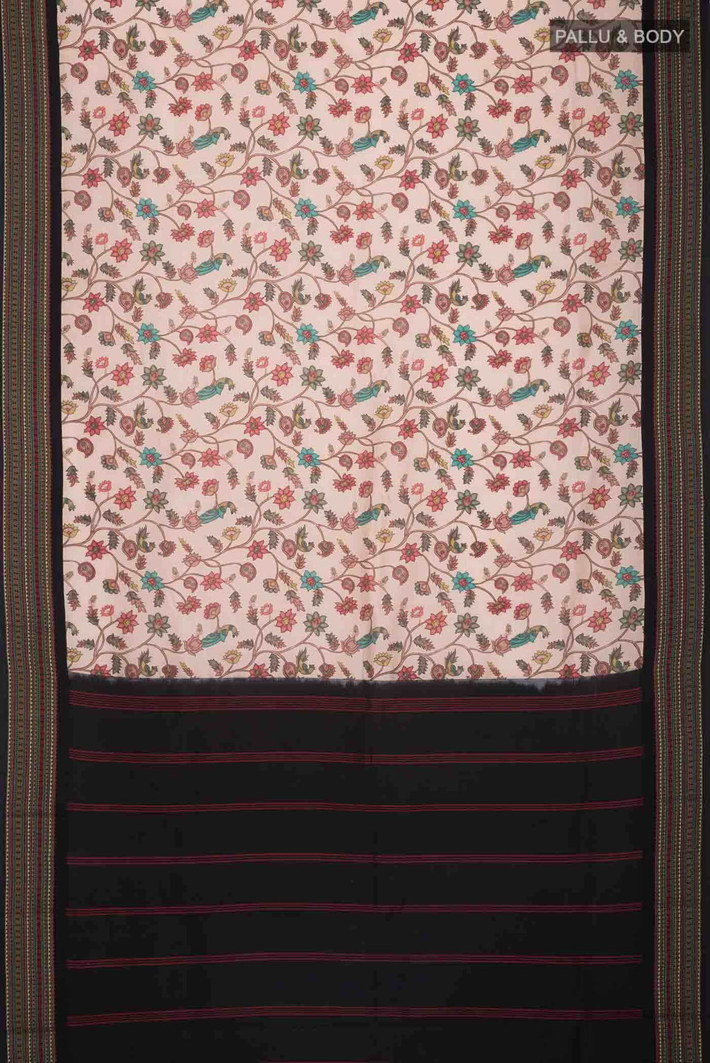 Peach Printed Silk Saree