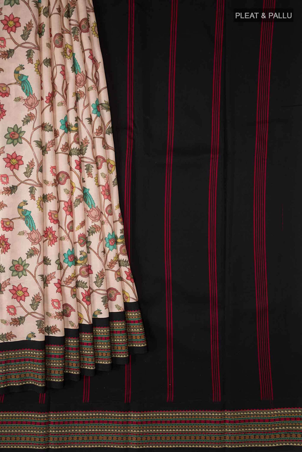 Peach Printed Silk Saree