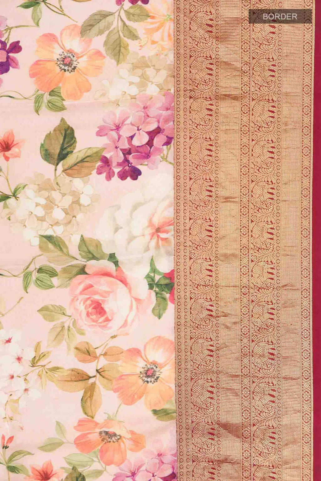 Peach Printed Silk Saree