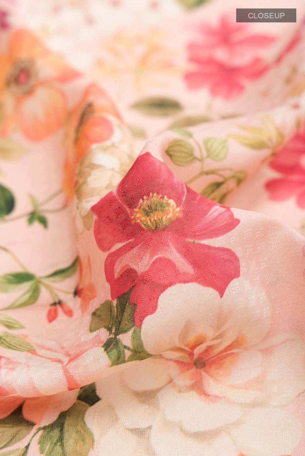 Peach Printed Silk Saree