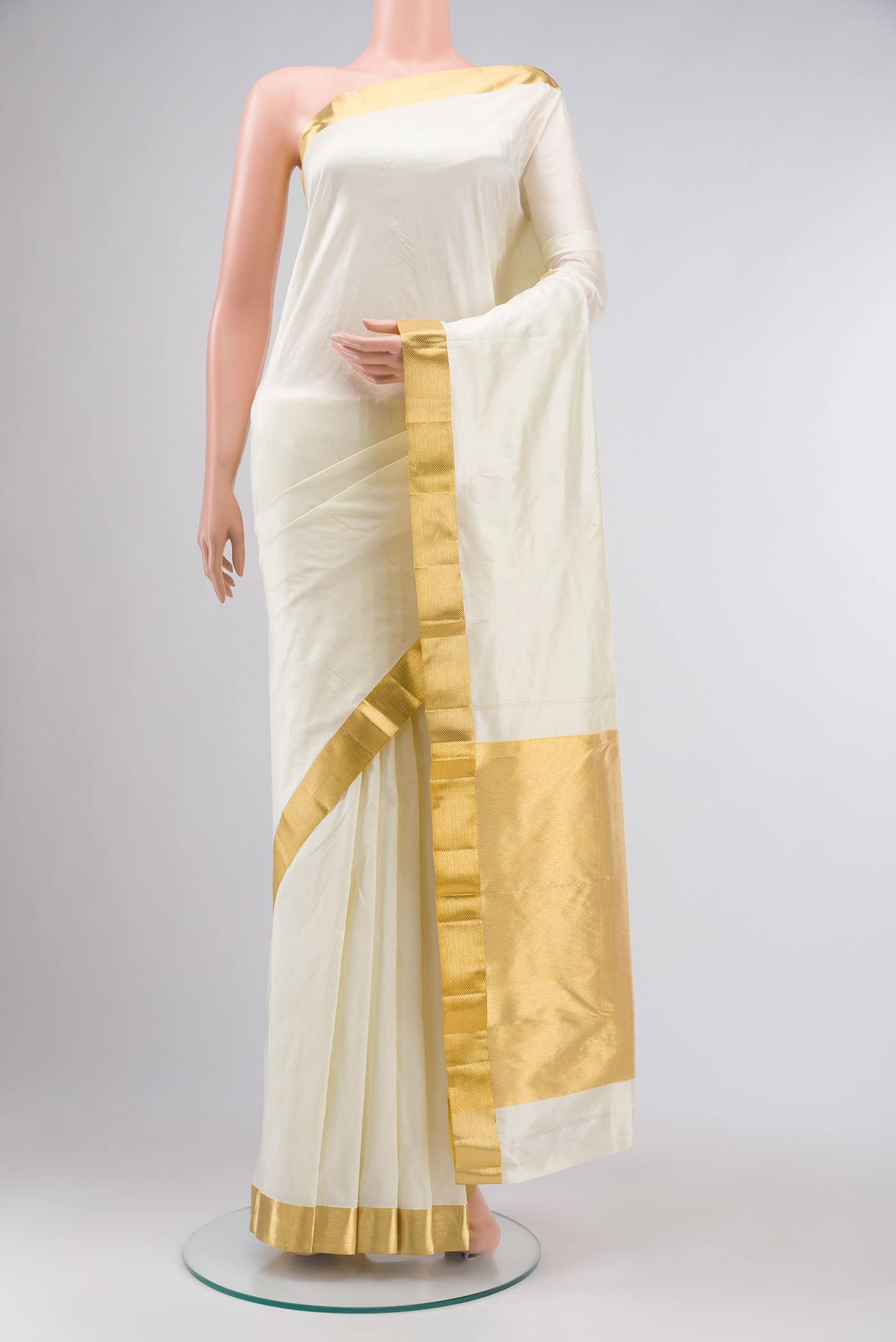 Cream Bangalore Silk Saree