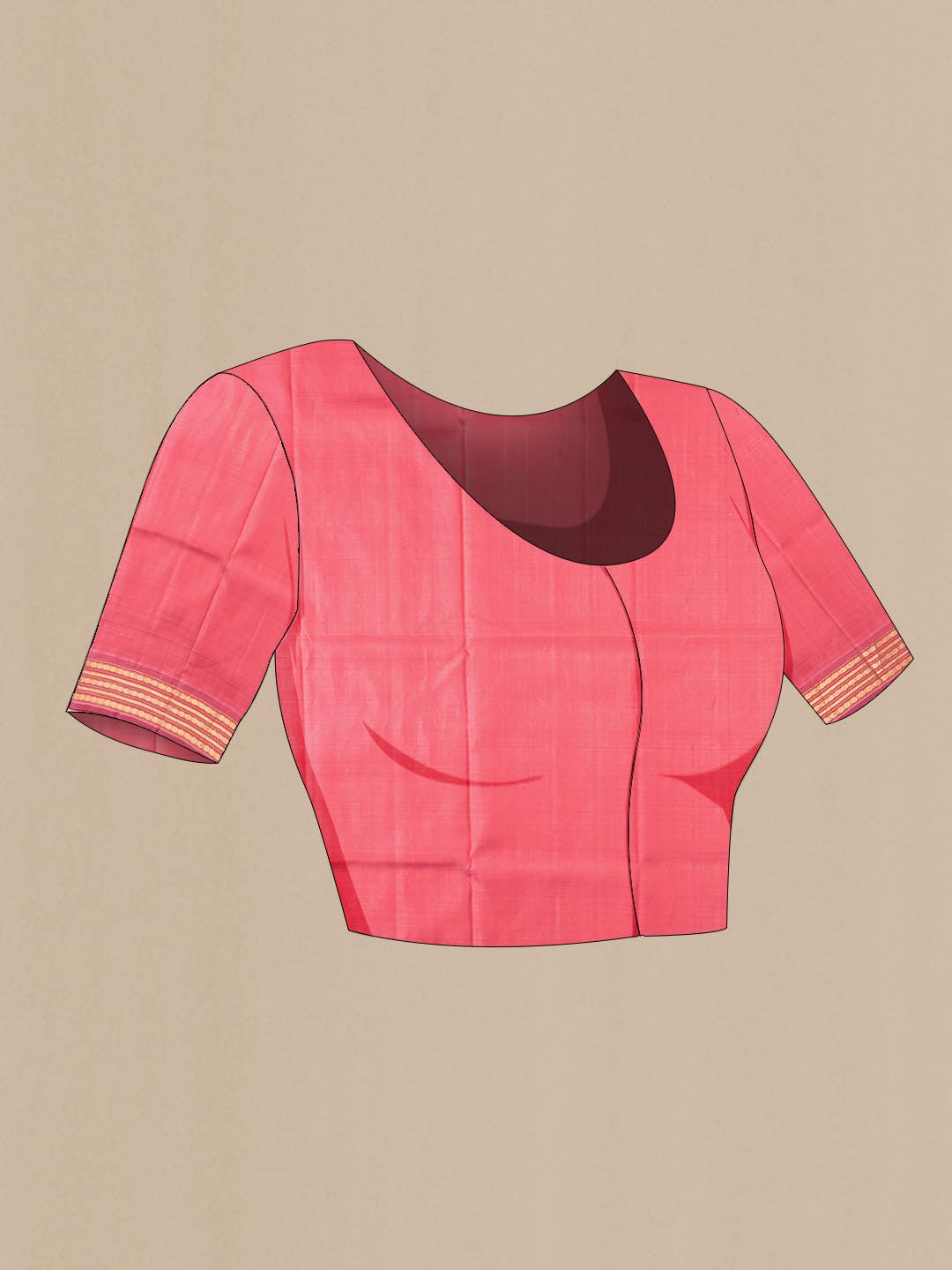 Coral Kanchipuram Silk Saree