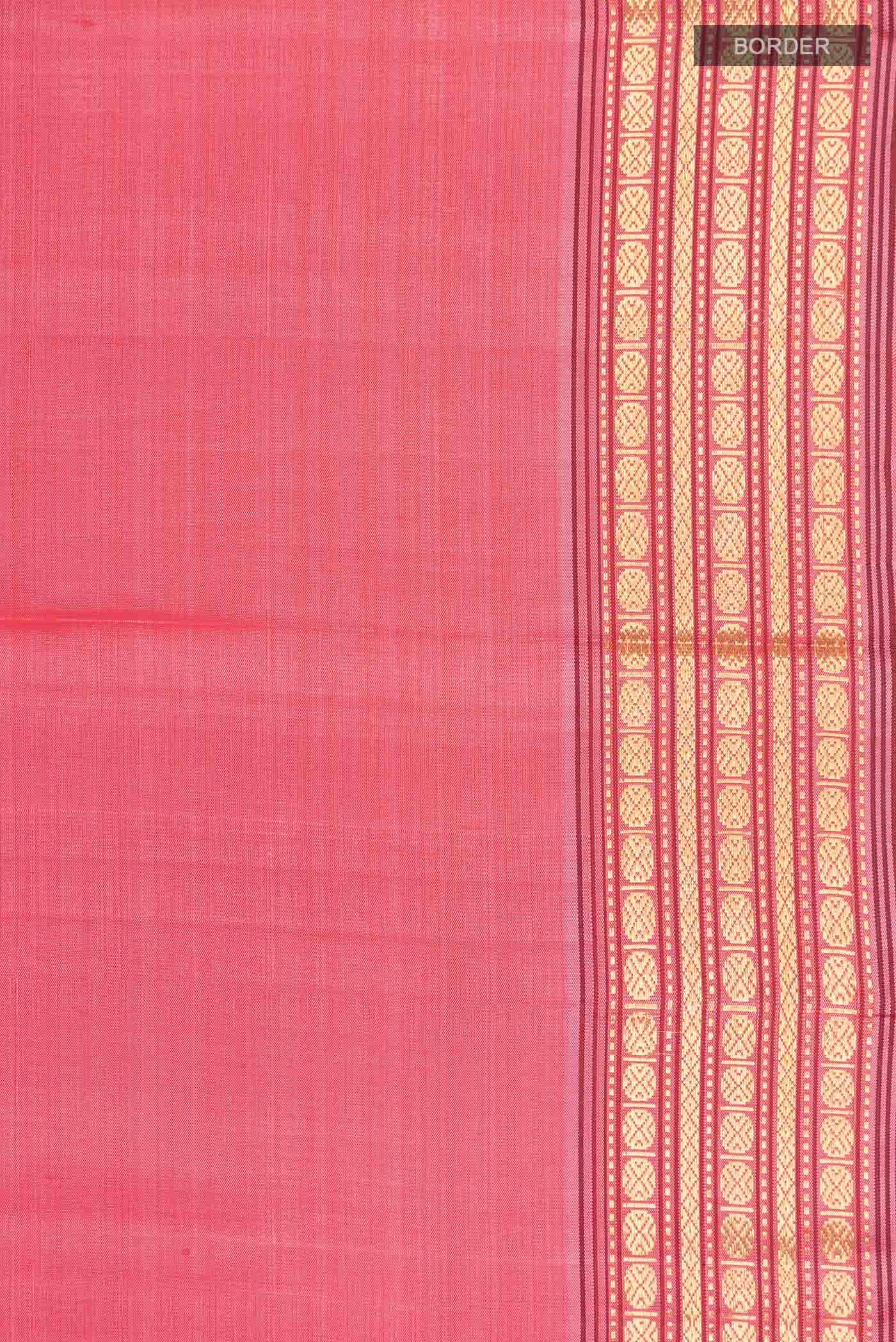 Coral Kanchipuram Silk Saree
