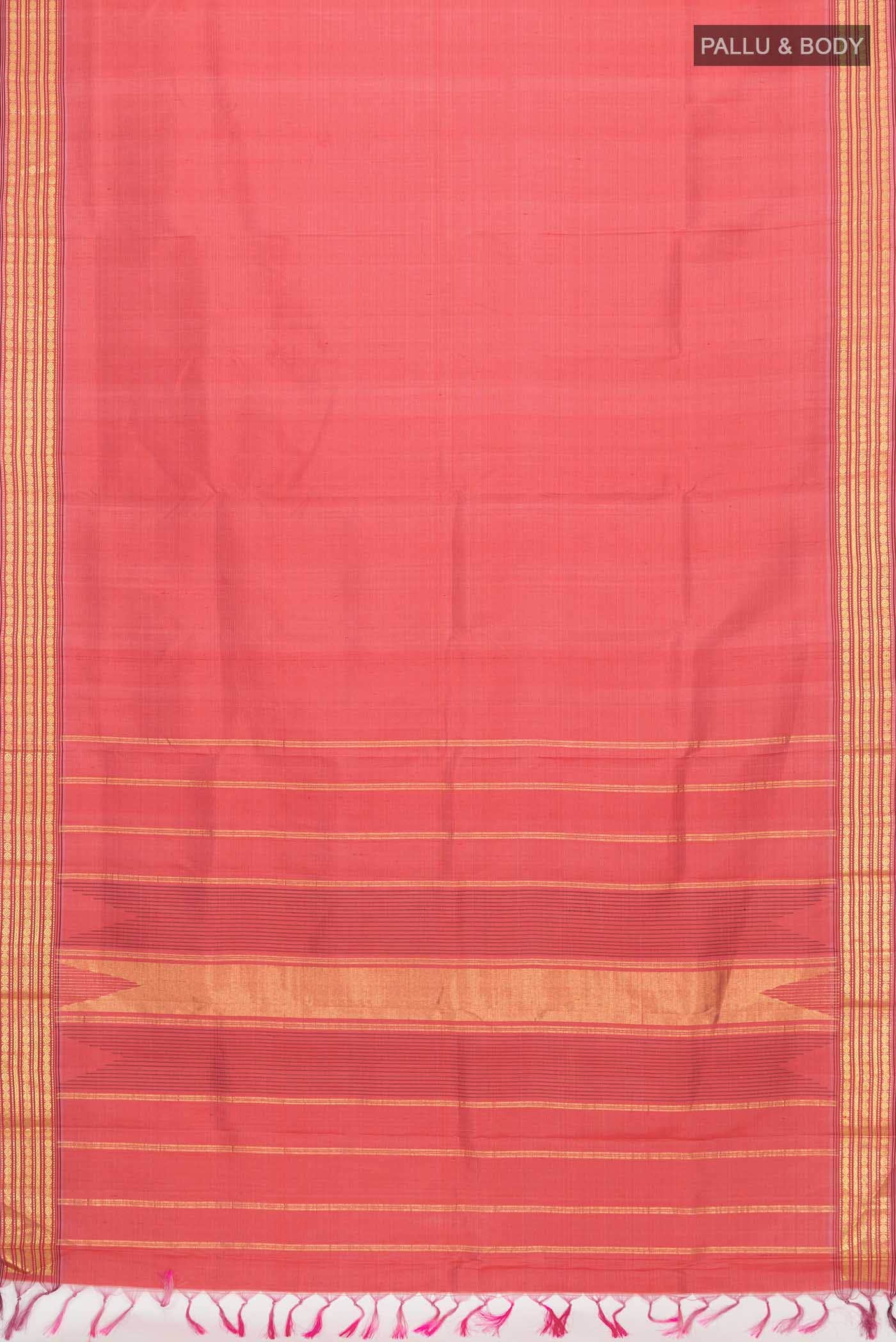 Coral Kanchipuram Silk Saree
