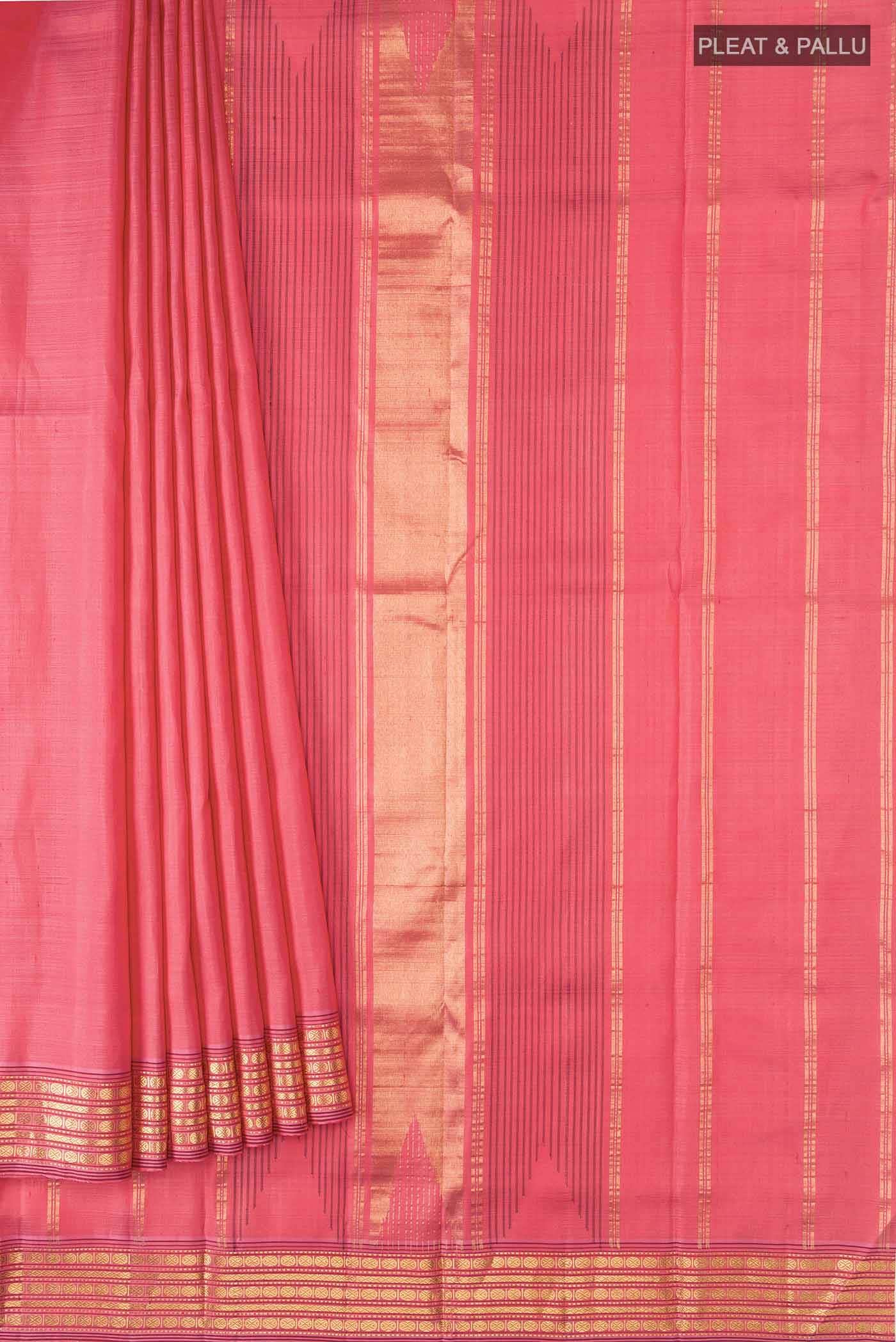 Coral Kanchipuram Silk Saree