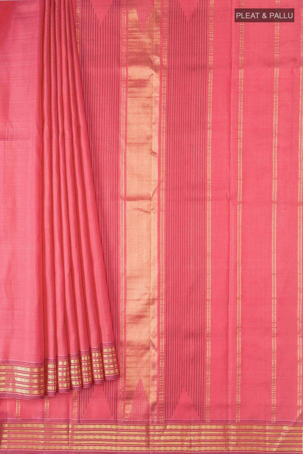 Coral Kanchipuram Silk Saree