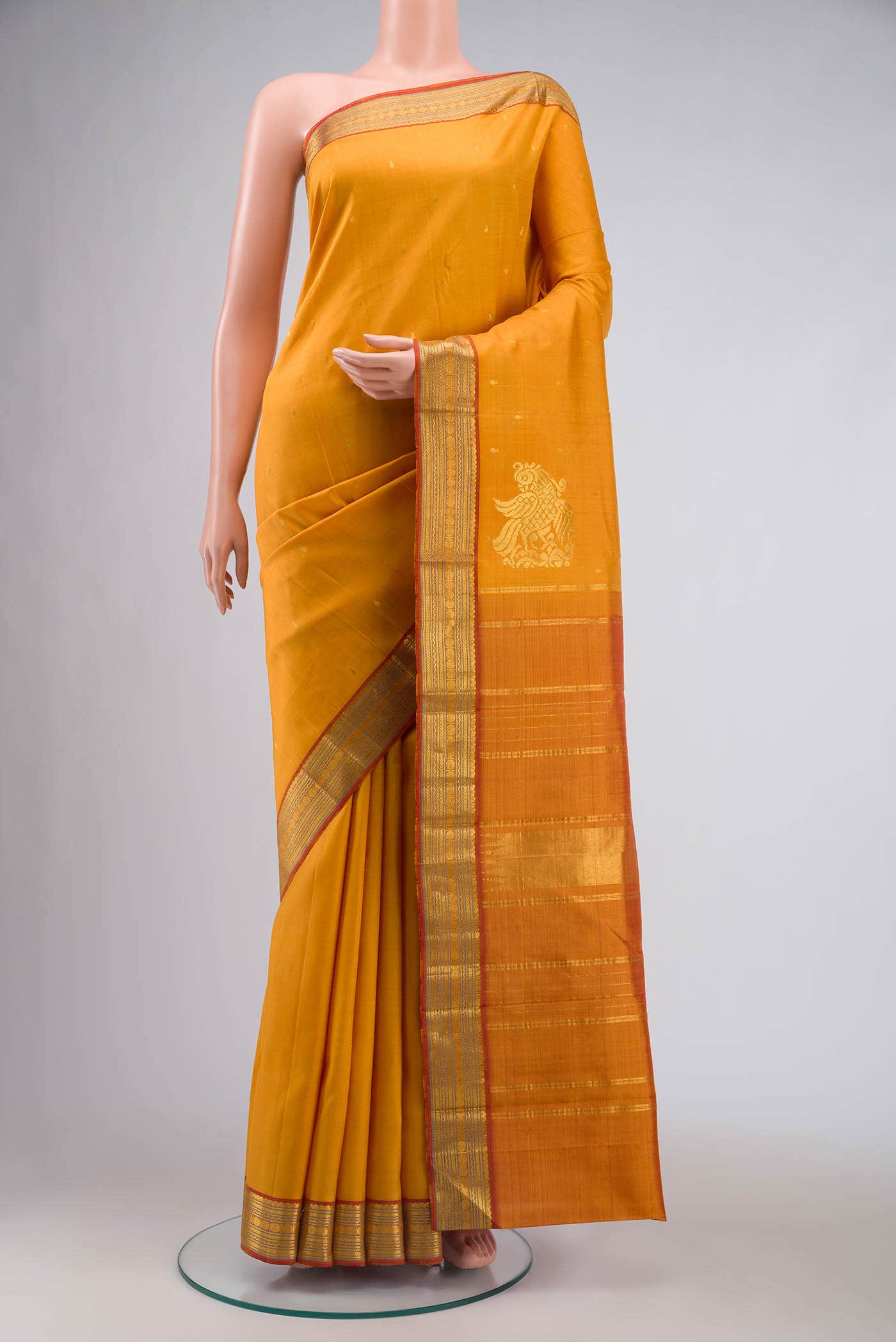 Mustard Kanchipuram Silk Saree