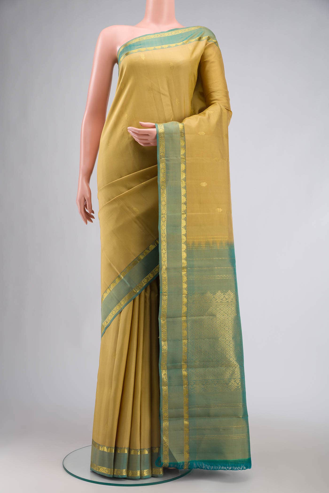 Dark Beige Kanchipuram Silk Saree