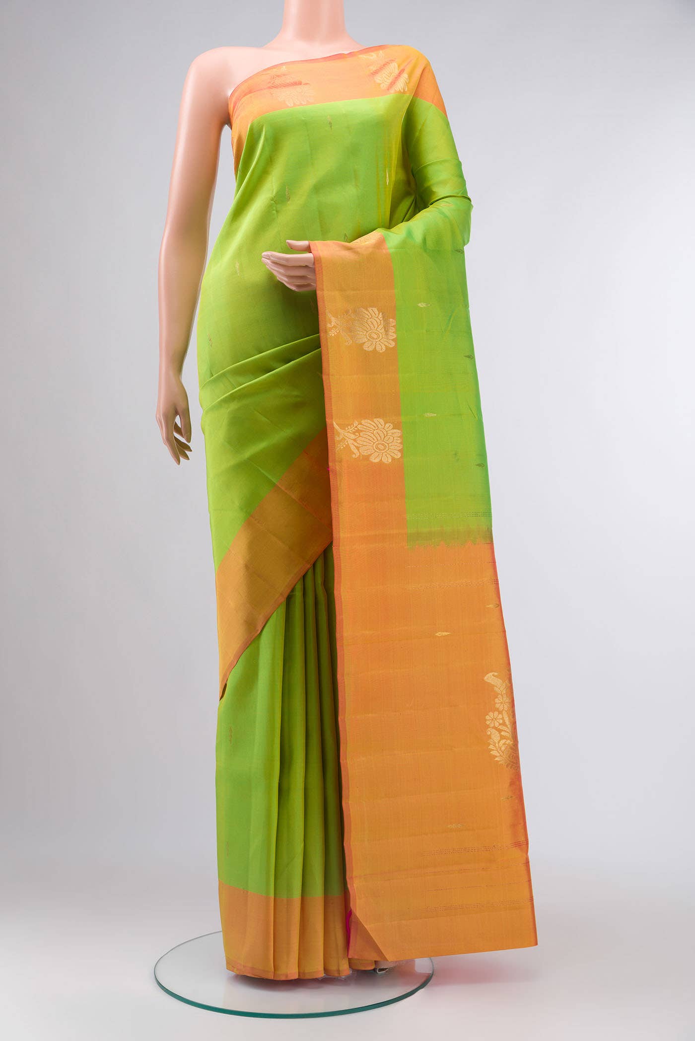 Green Dual Tone Kanchipuram Silk Saree