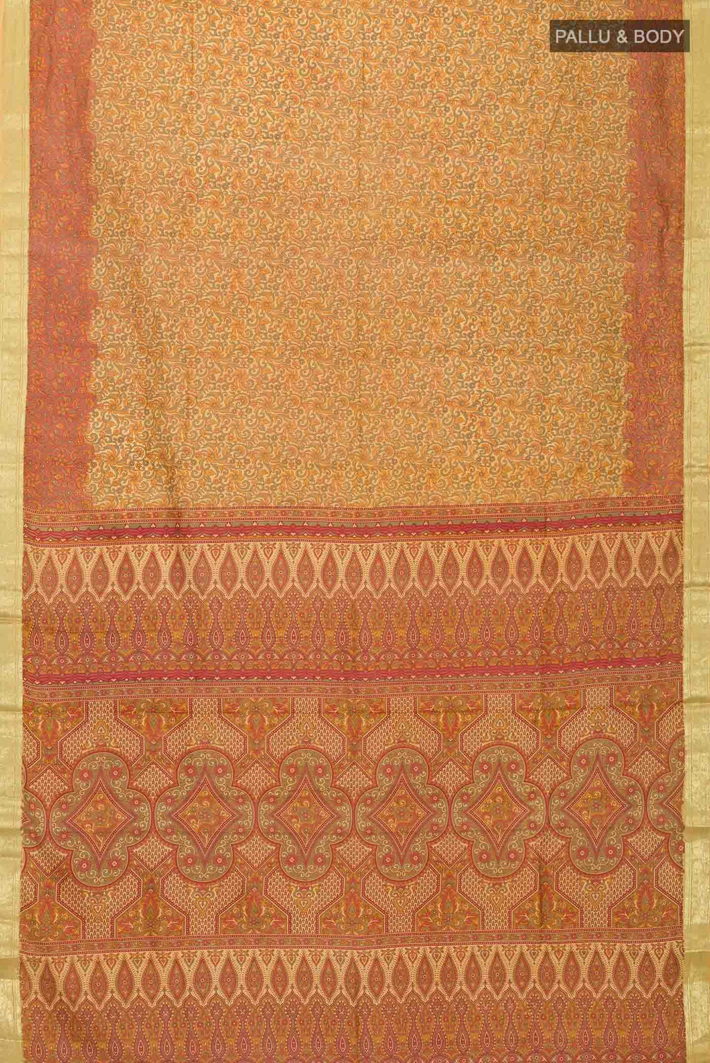 Yellow Printed Silk Saree