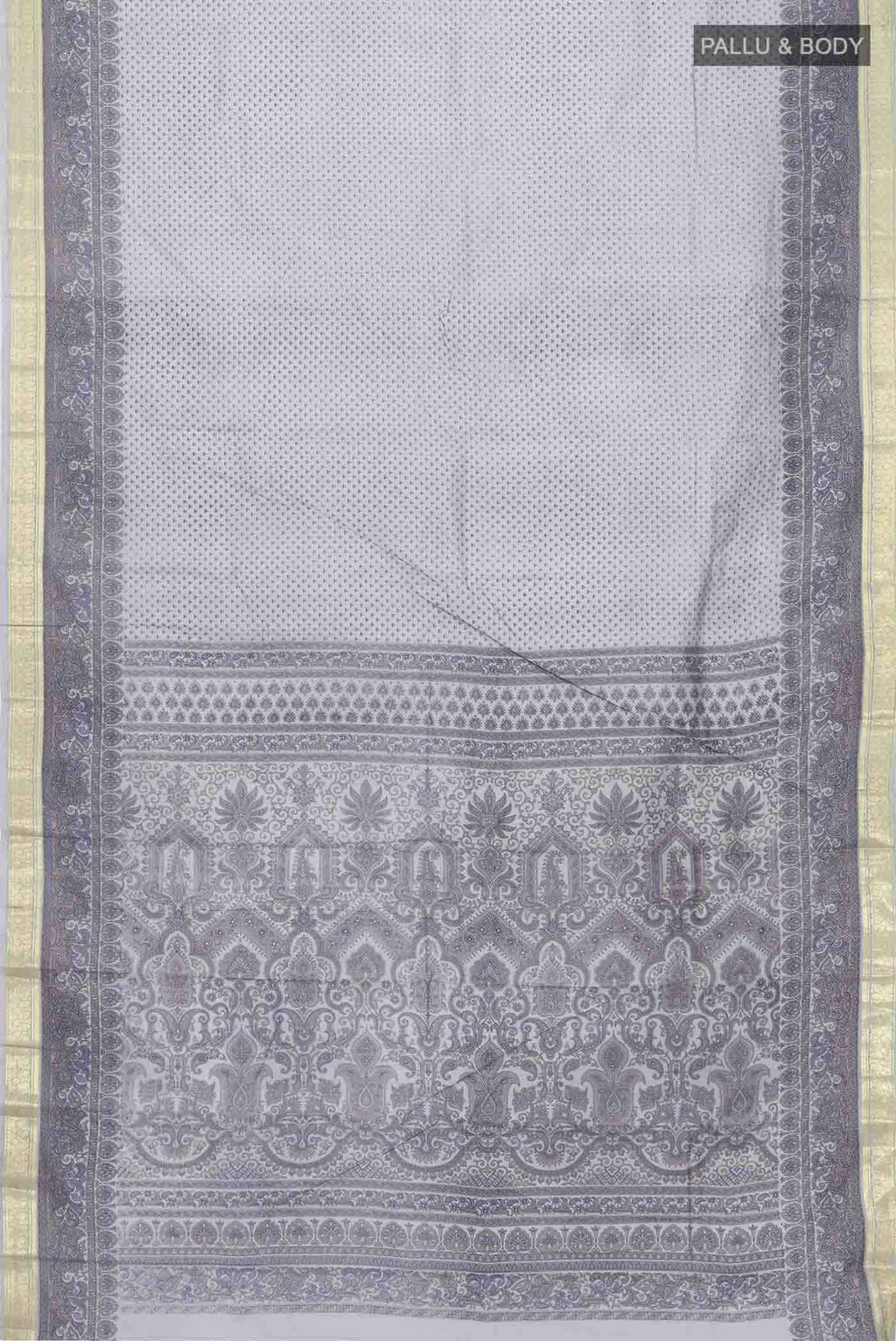 Grey Printed Silk Saree