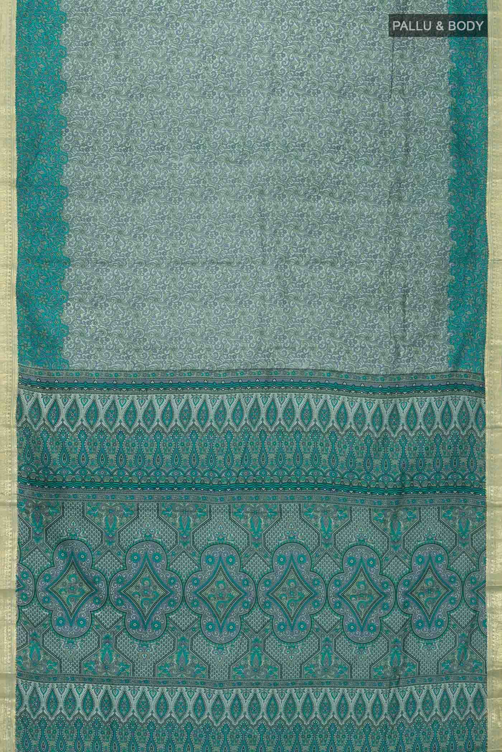Sage Green Printed Silk Saree