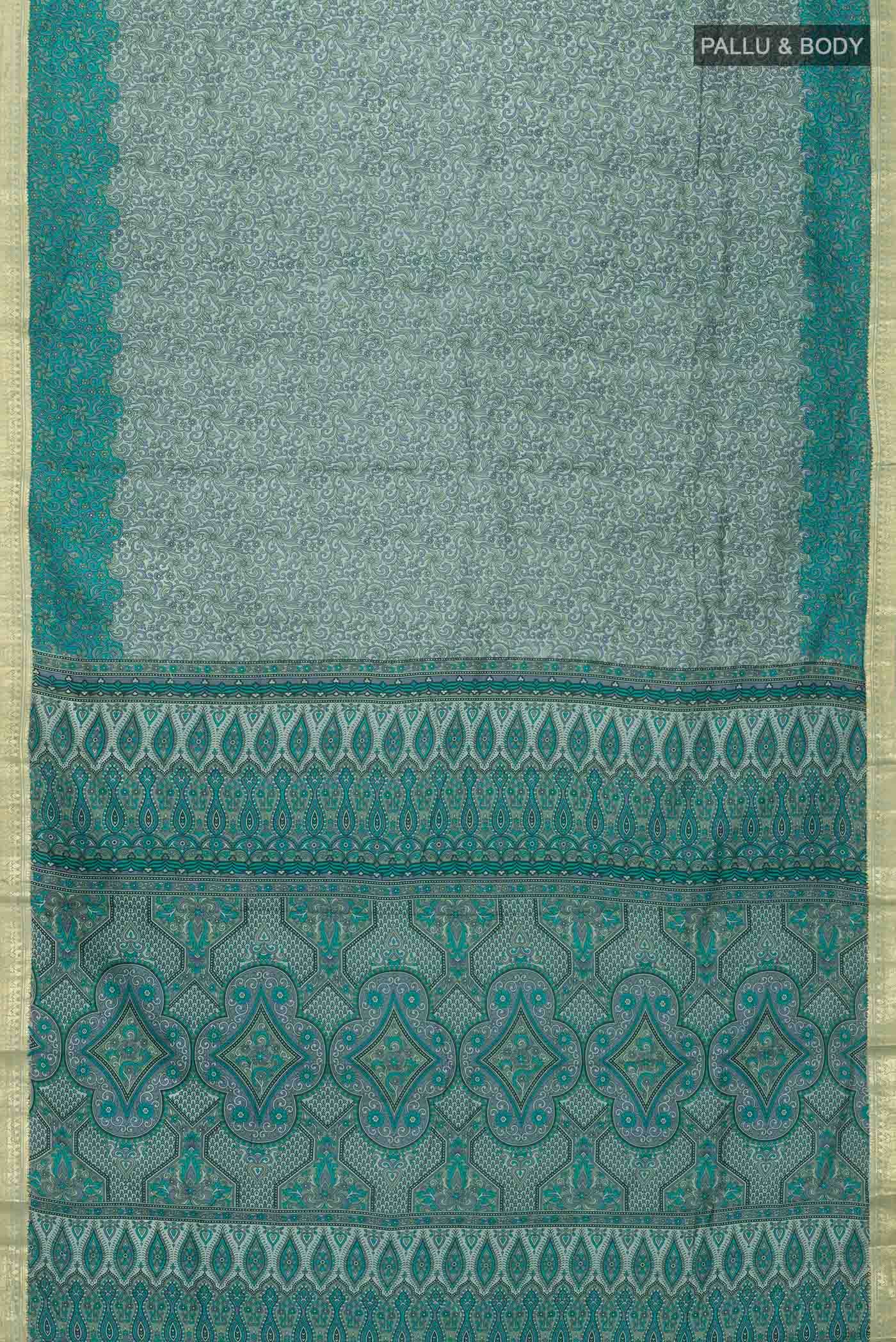 Sage Green Printed Silk Saree