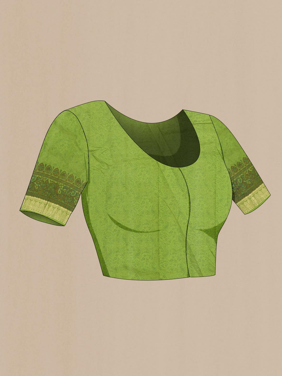 Green Printed Silk Saree